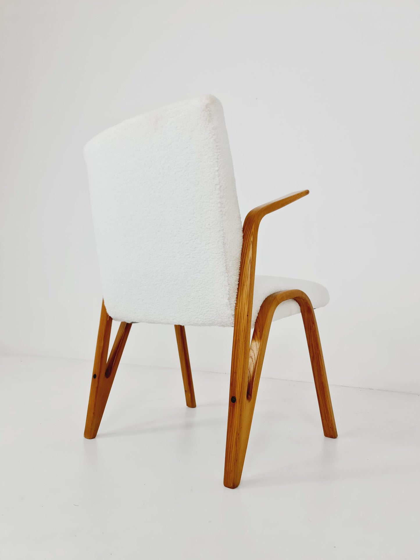Vintage Concave armchair Teddy fabric by Paul & Arnold Bode for Federholzgesellschaft, 1950s