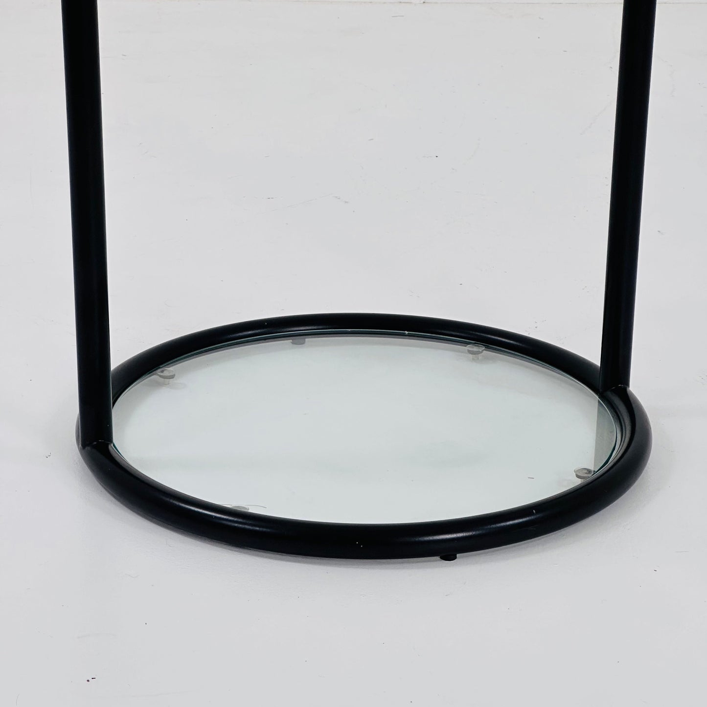 Mid-century bauhau black -plated 3-tier swivel coffee table by Milo Baughman