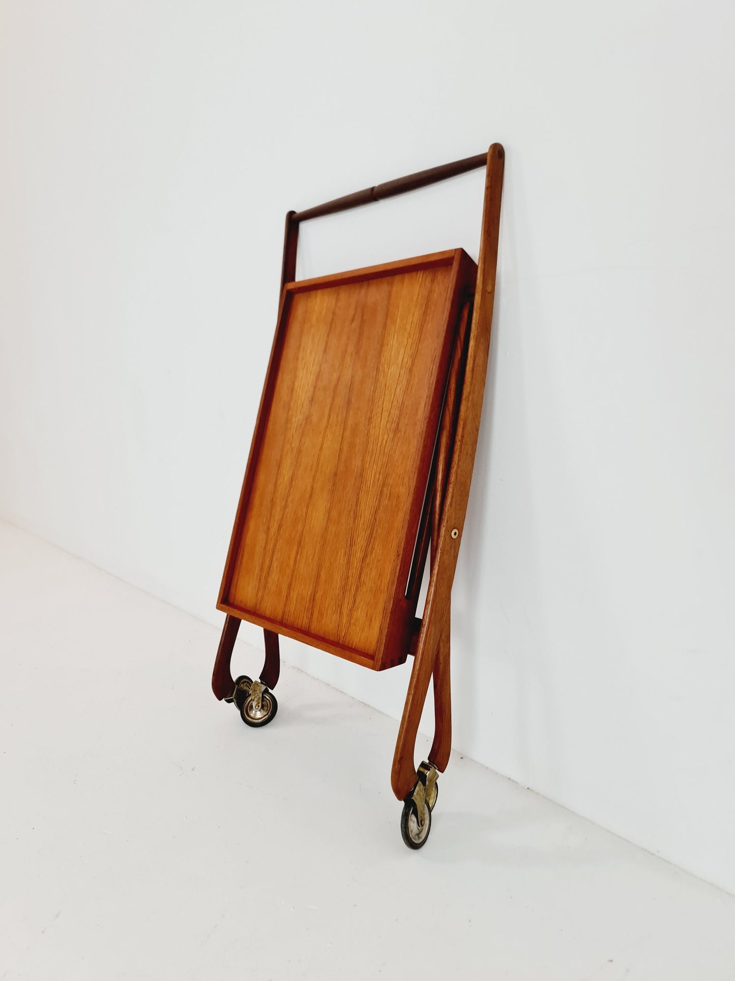 Vintage mid century danish Folding in solid Teak & Oak trolley 1960s