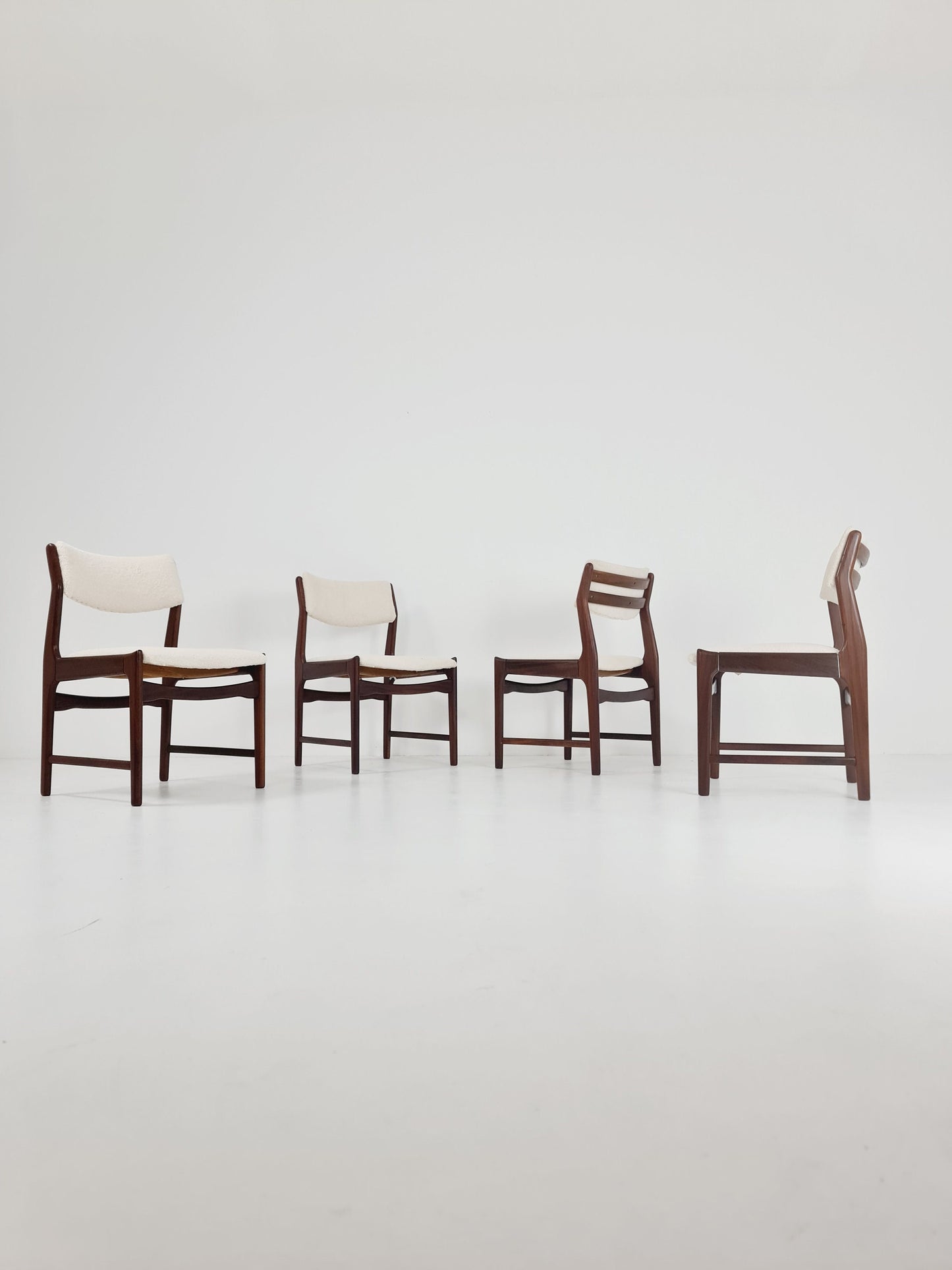 Mid century German teak ,Teddy fabric Dining Chair by De Coene , 1960s, set of 4