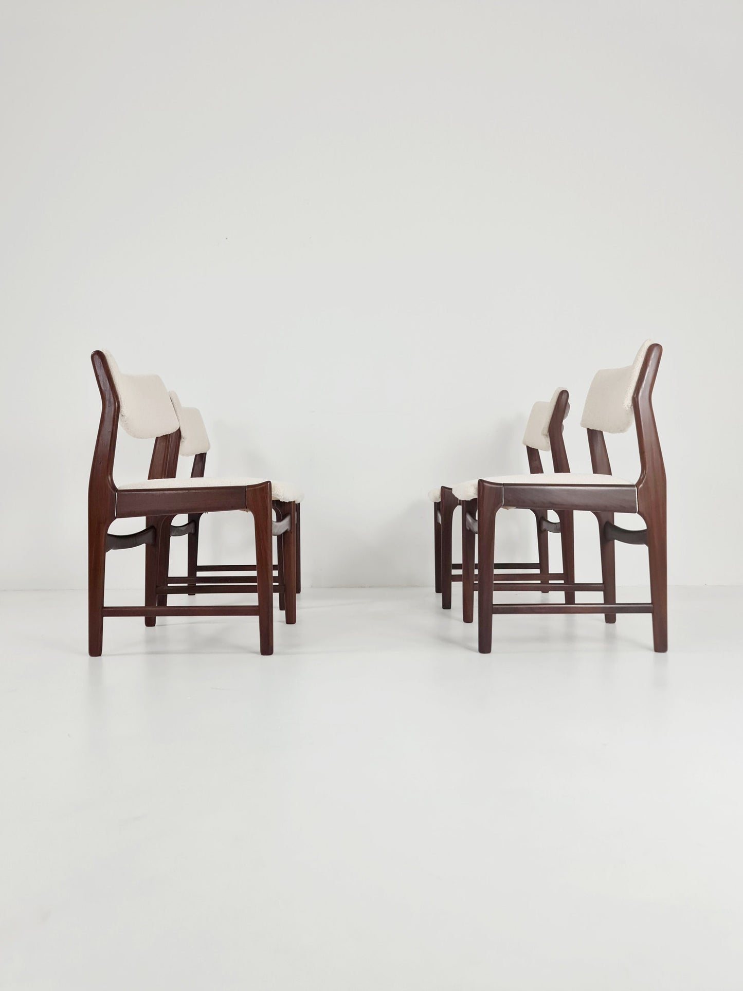 Mid century German teak ,Teddy fabric Dining Chair by De Coene , 1960s, set of 4