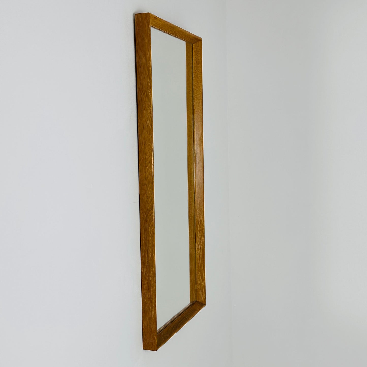 Rectangular Swedish Original teak wall-mounted mirror from the 60s