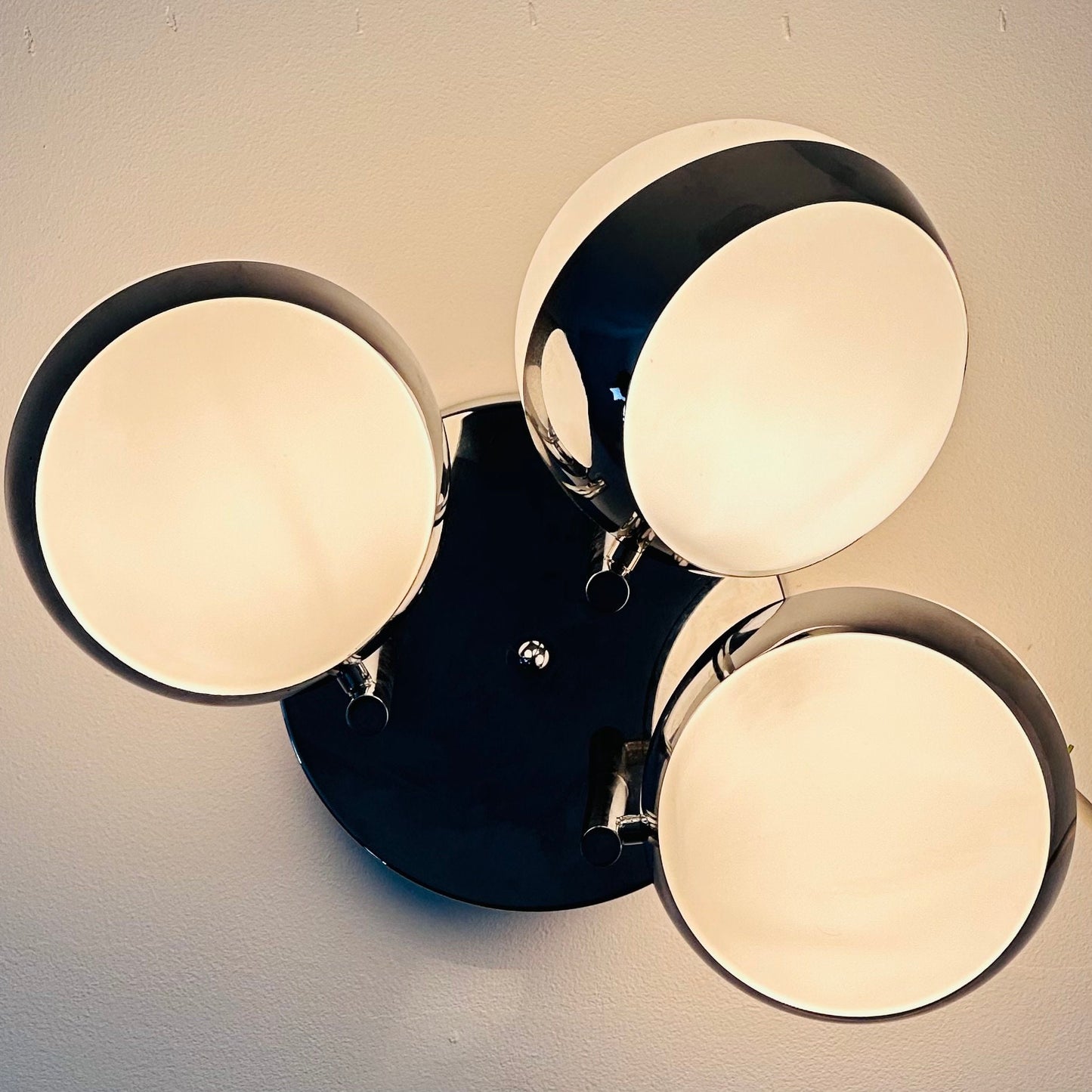 Vintage Gino Sarfatti Style Space Age 3 Glass ceiling Lamp, 1970s Italy