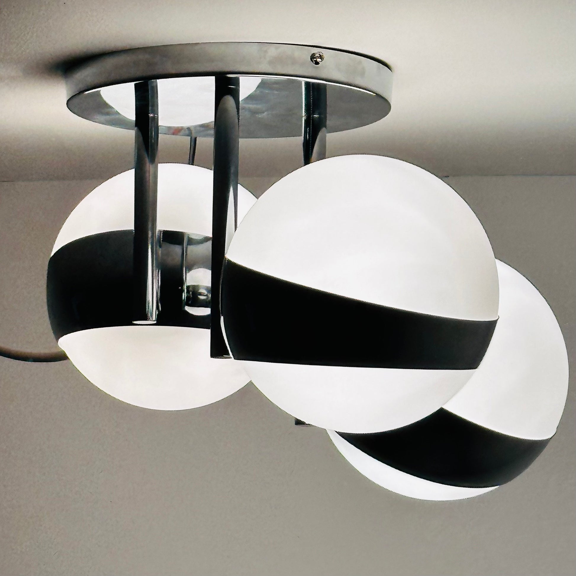 Vintage Gino Sarfatti Style Space Age 3 Glass ceiling Lamp, 1970s Italy