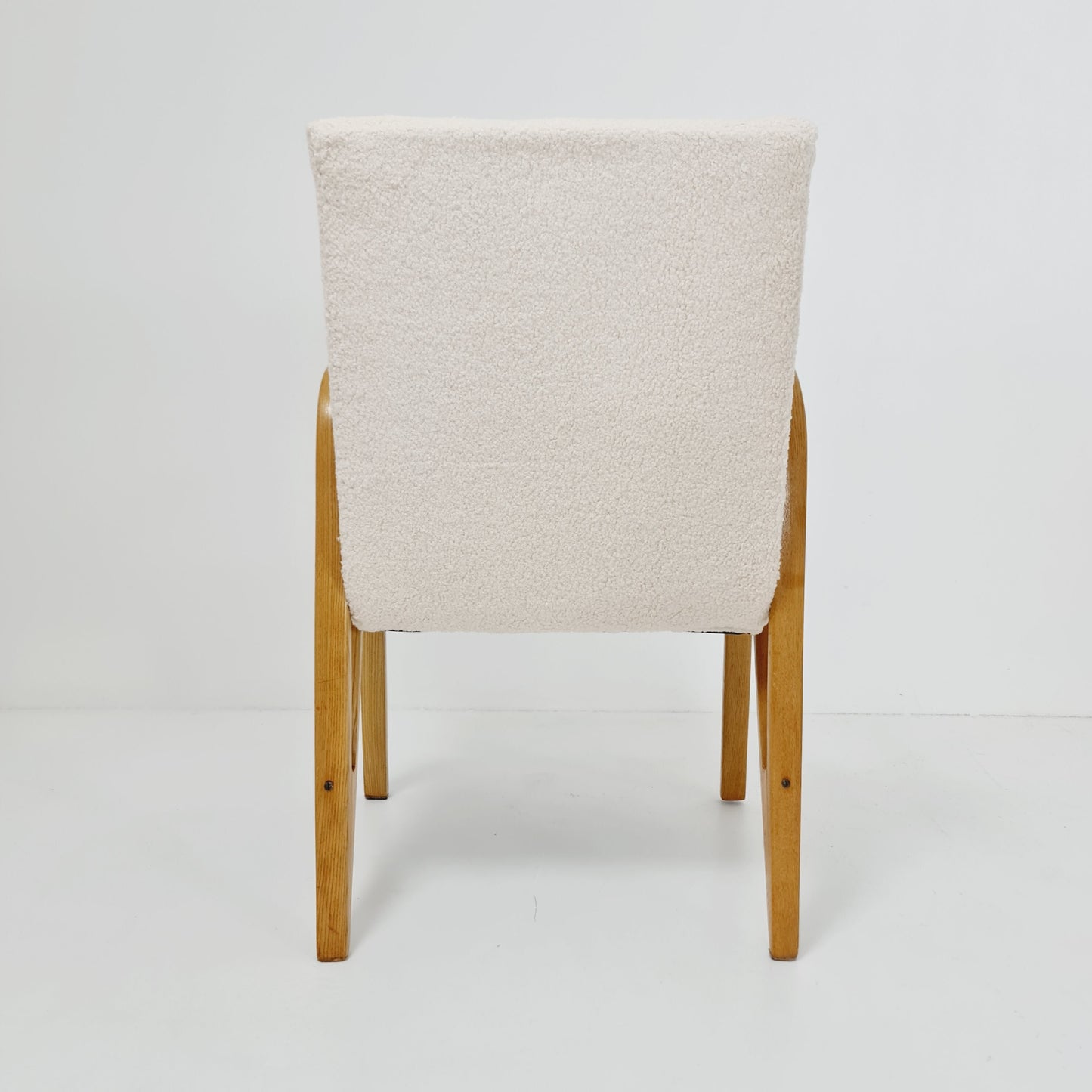 Vintage Concave armchair Set of 4 Teddy fabric by Paul & Arnold Bode for Federholzgesellschaft, 1950s