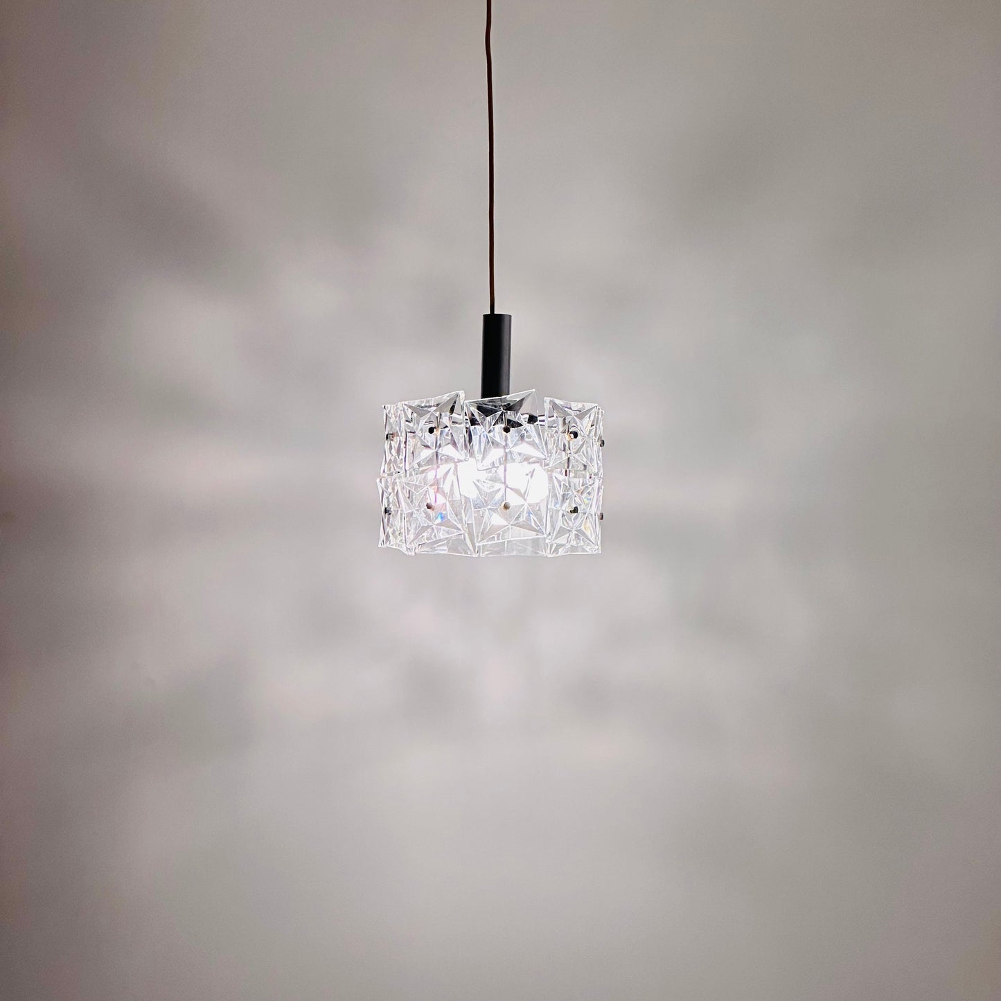 Mid-Century Crystal Glass & Chrome Pendant Lamp from Kinkeldey, 1960s