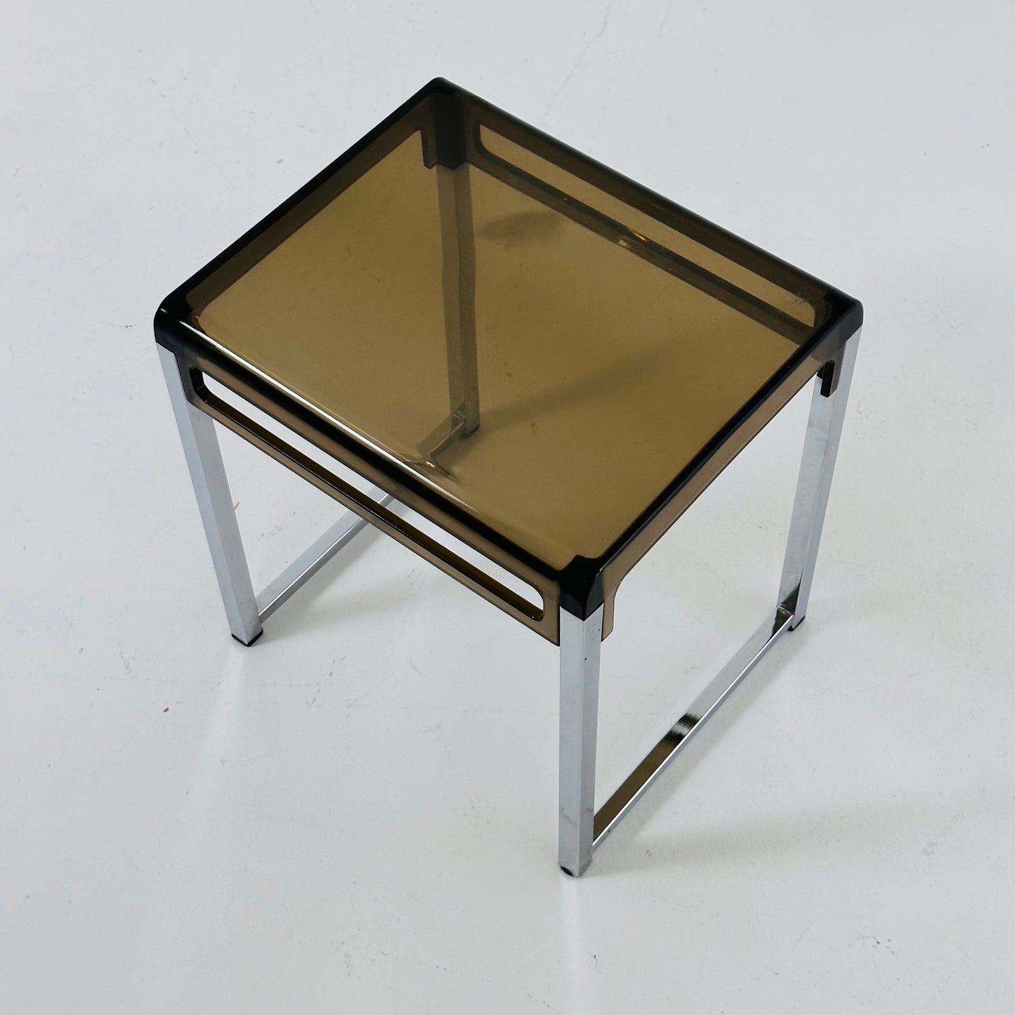 Vintage prisunic brown plastic sidetable by Marc Berthier 1907s space age