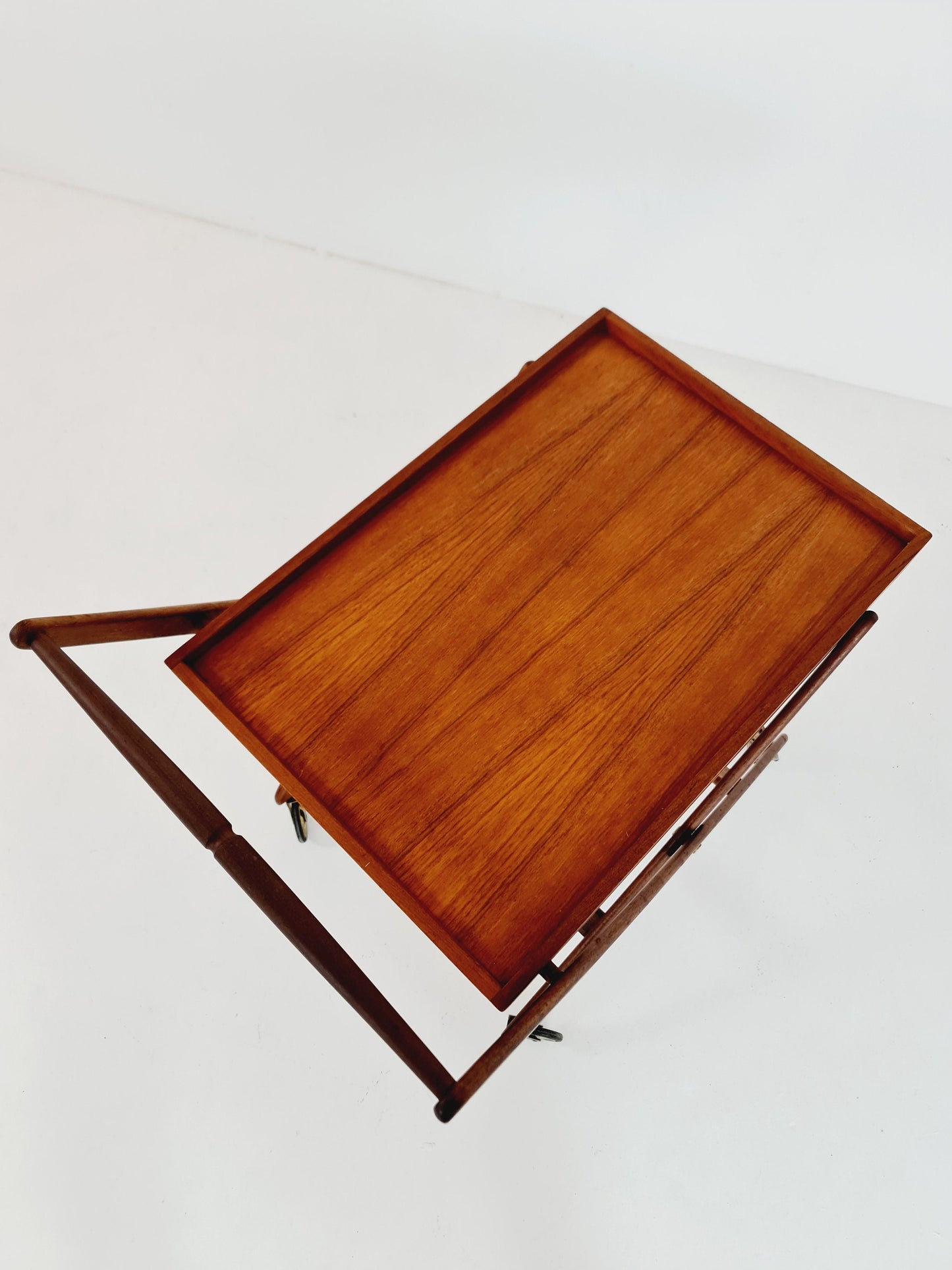 Vintage mid century danish Folding in solid Teak & Oak trolley 1960s