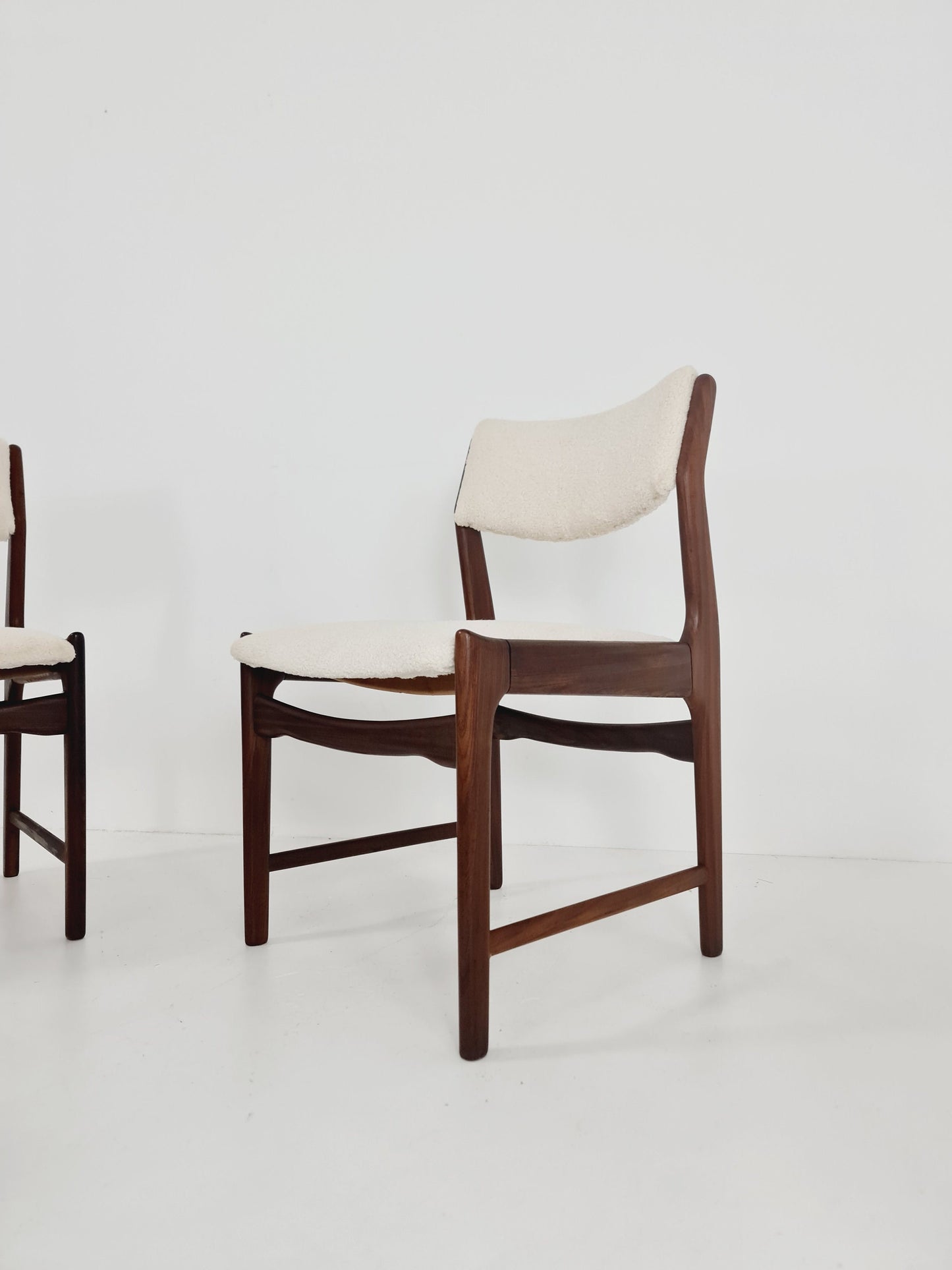 Mid century German teak ,Teddy fabric Dining Chair by De Coene , 1960s, set of 4