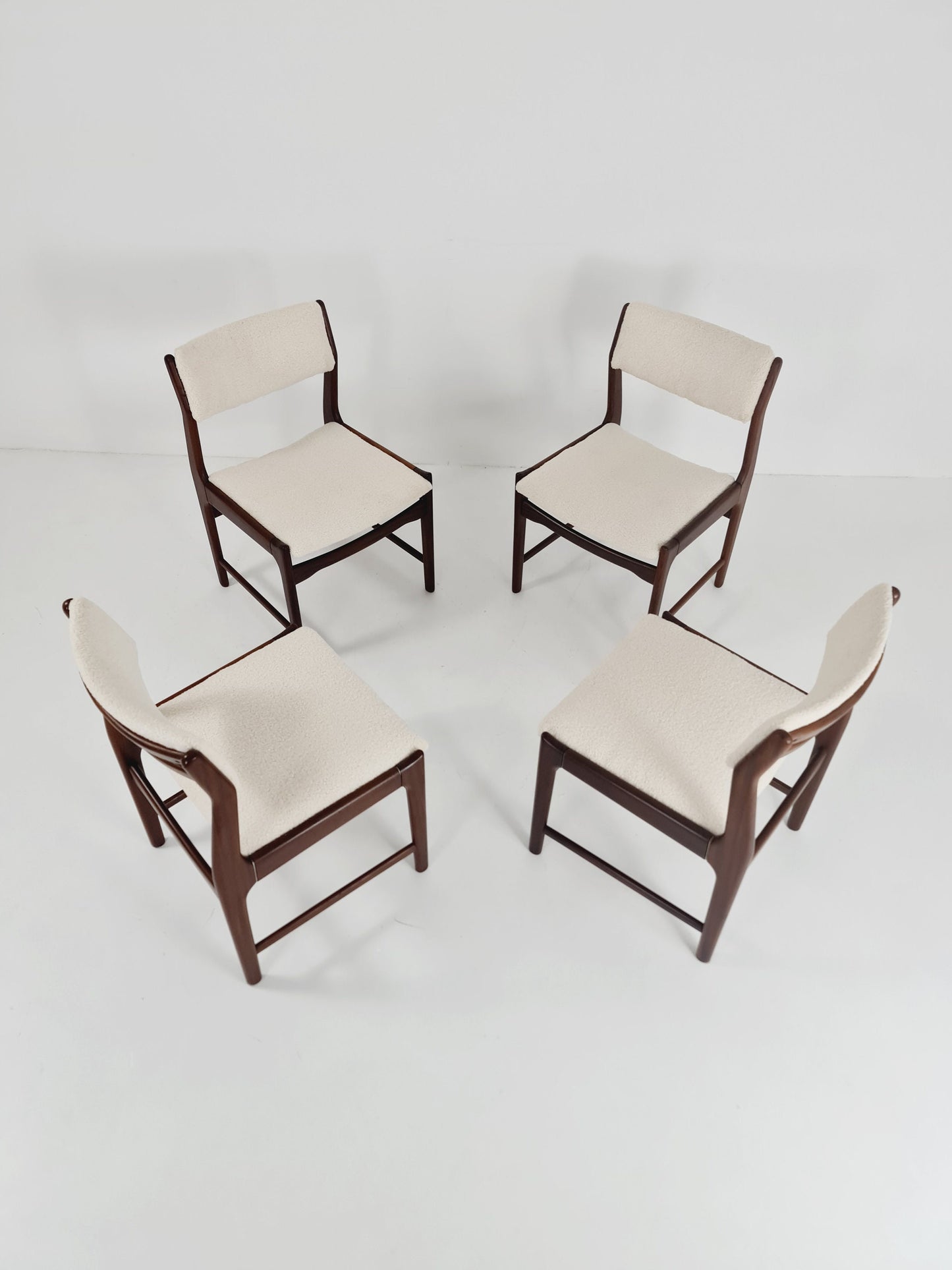 Mid century German teak ,Teddy fabric Dining Chair by De Coene , 1960s, set of 4