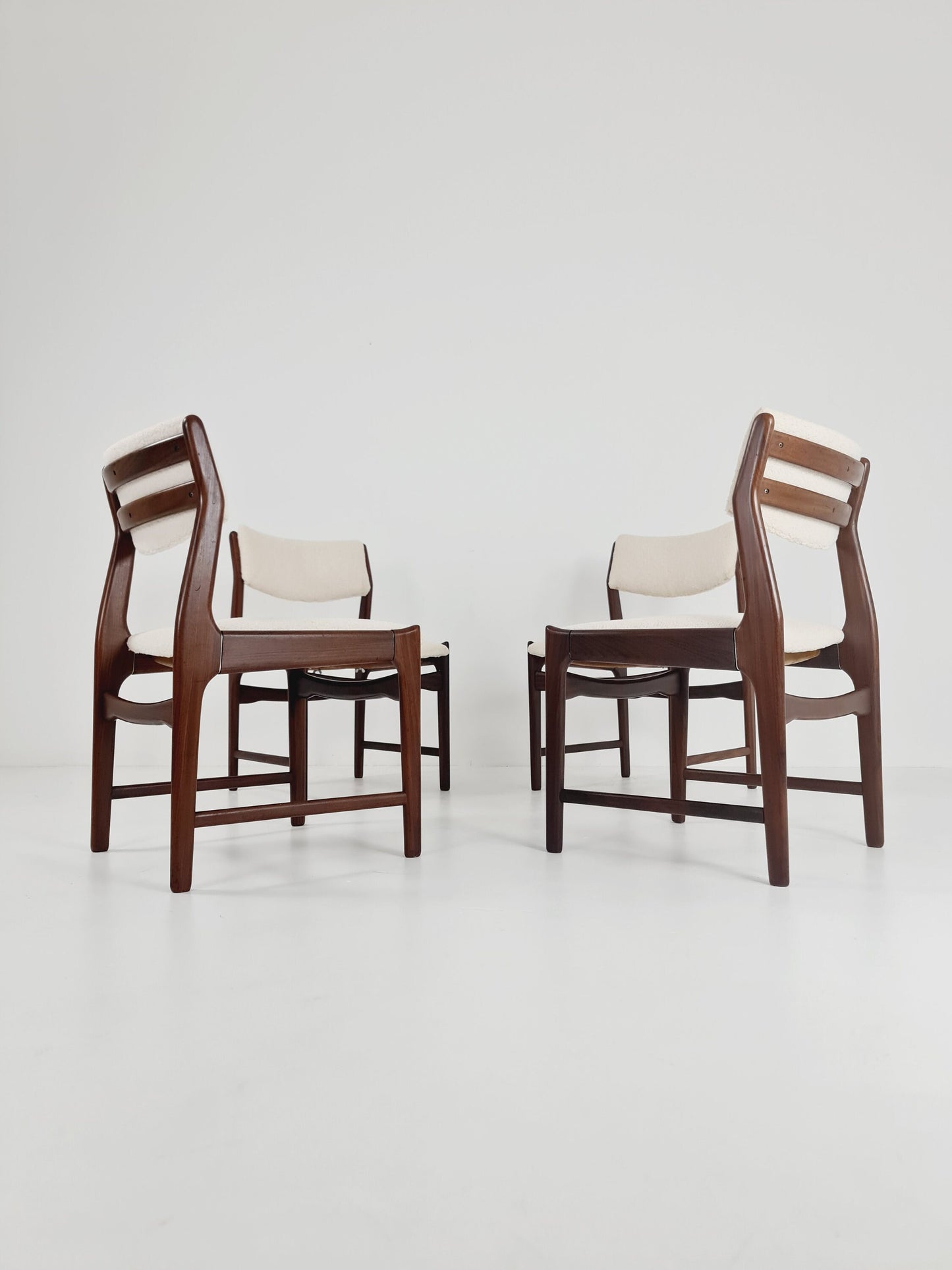 Mid century German teak ,Teddy fabric Dining Chair by De Coene , 1960s, set of 4