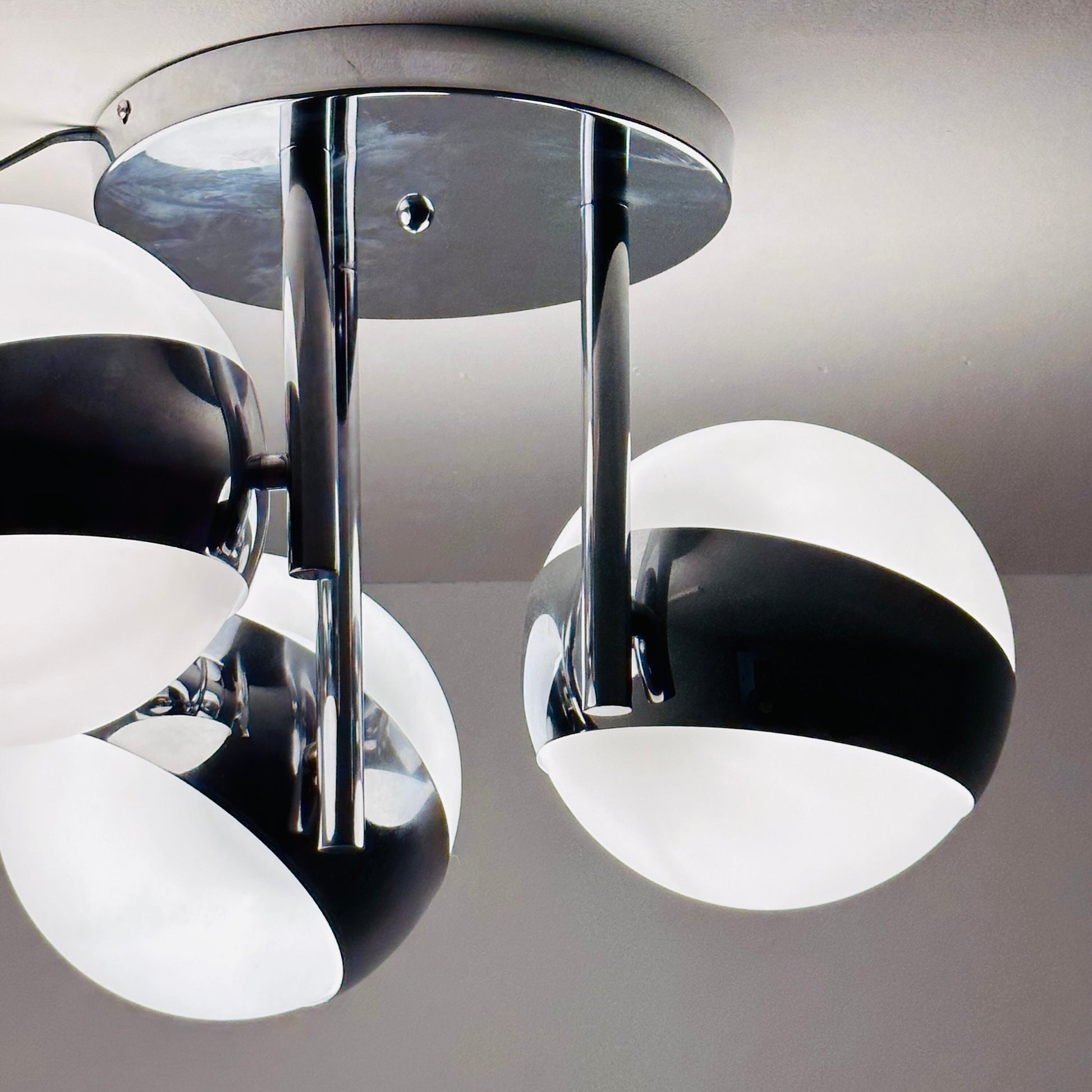 Vintage Gino Sarfatti Style Space Age 3 Glass ceiling Lamp, 1970s Italy