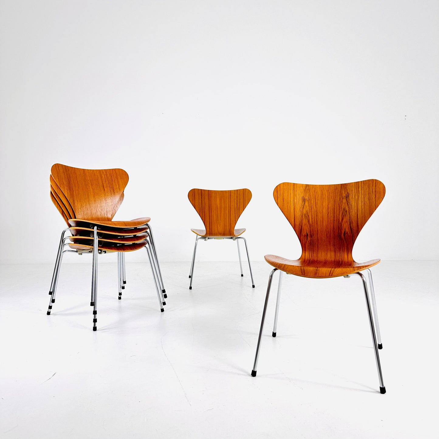 Vintage Teak 3107 Dining Chairs by Arne Jacobsen for Fritz Hansen, 1950s, Set of 6