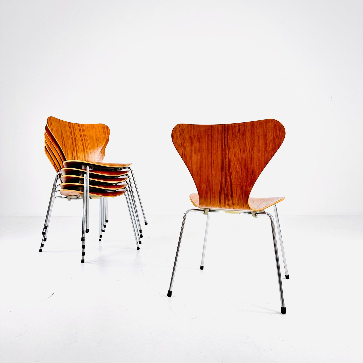 Vintage Teak 3107 Dining Chairs by Arne Jacobsen for Fritz Hansen, 1950s, Set of 6