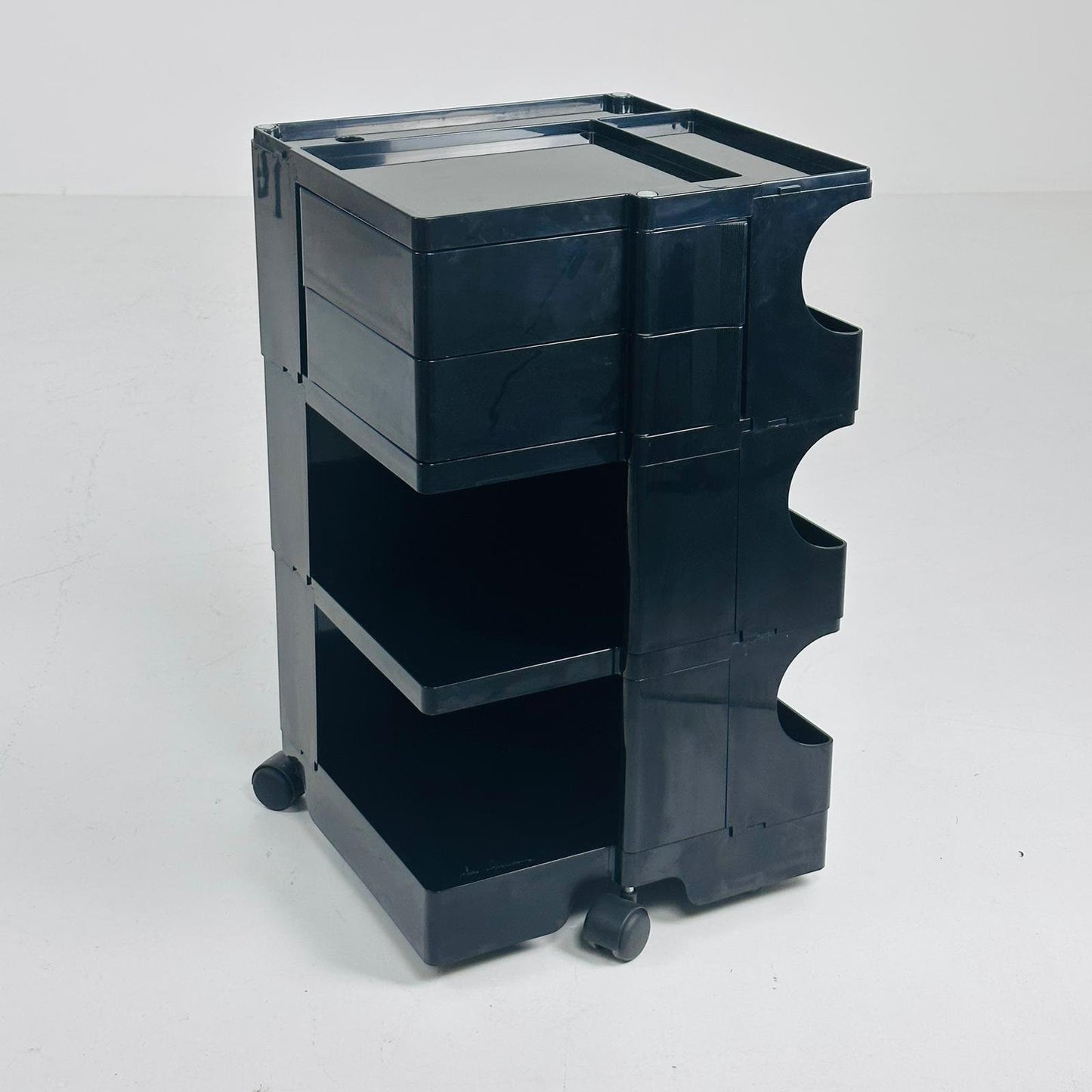 Space Age black B-line Boby storage trolley by Joe Colombo for Bieffeplast Italy 1970s