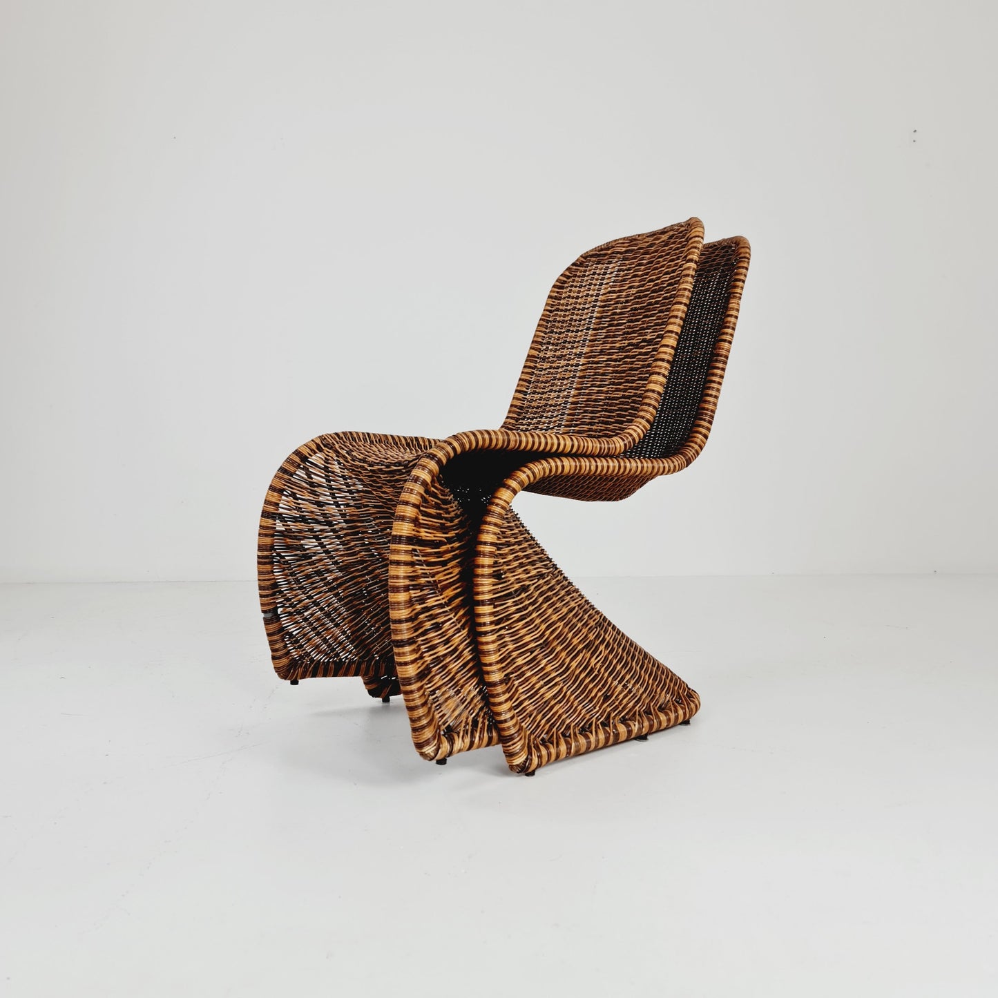 Mid century wicker chairs style of Verner Panton Germany, set of 2