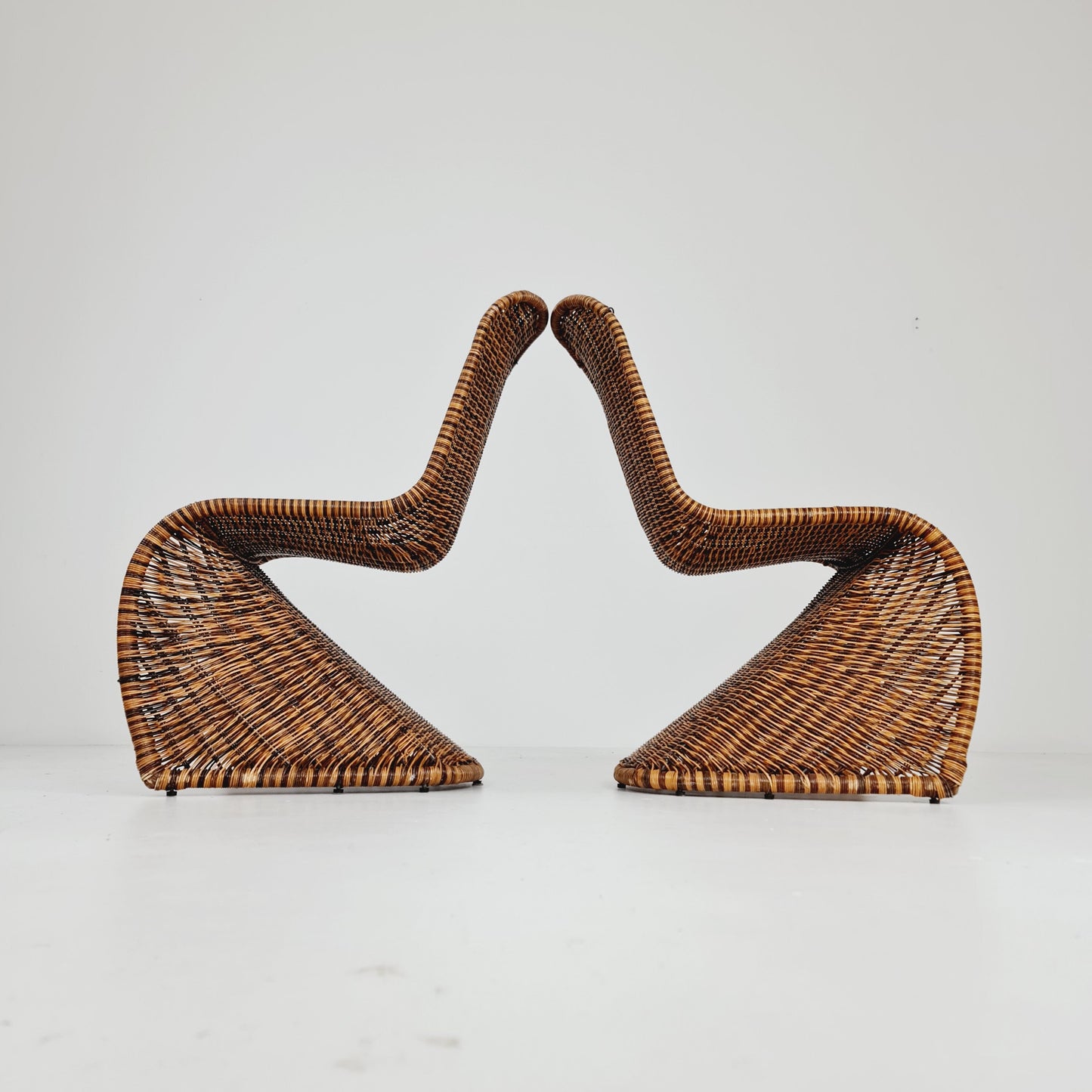 Mid century wicker chairs style of Verner Panton Germany, set of 2