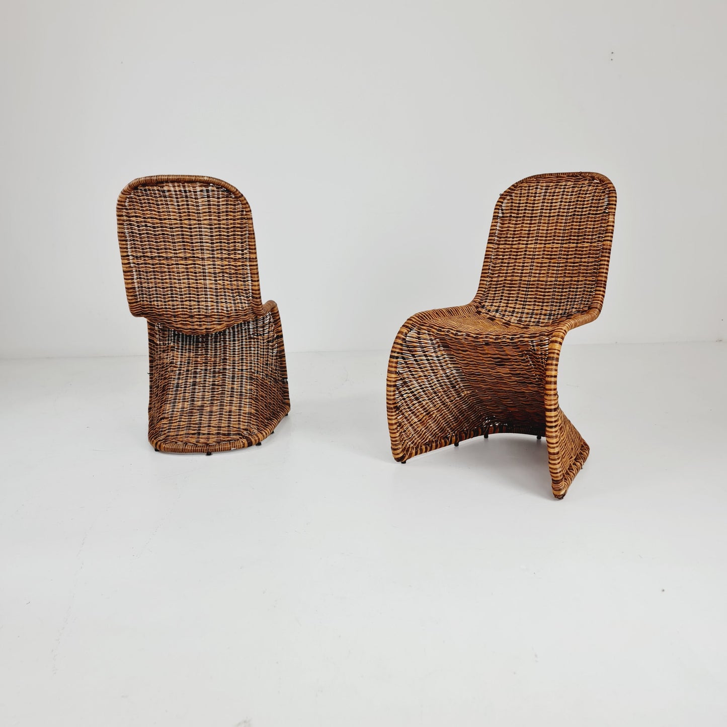 Mid century wicker chairs style of Verner Panton Germany, set of 2
