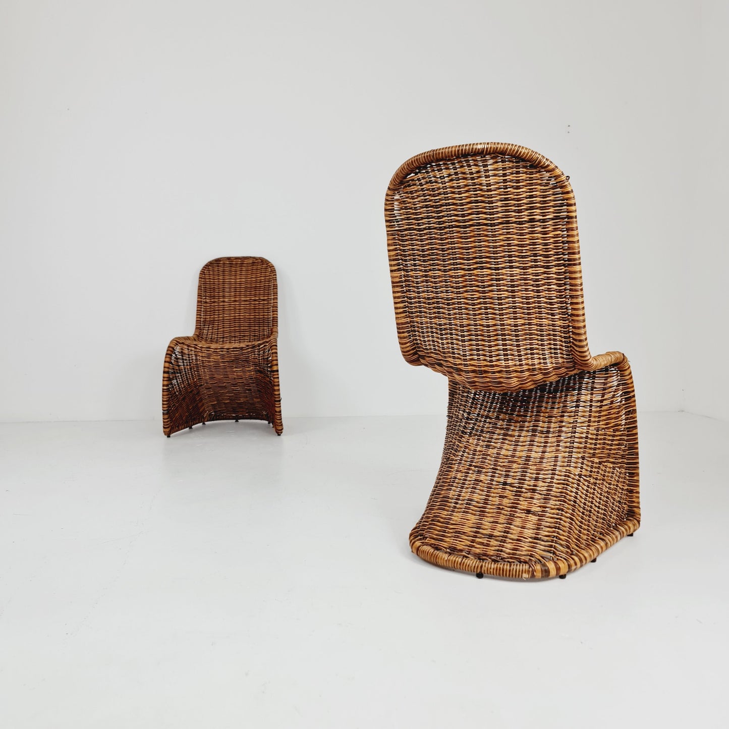 Mid century wicker chairs style of Verner Panton Germany, set of 2