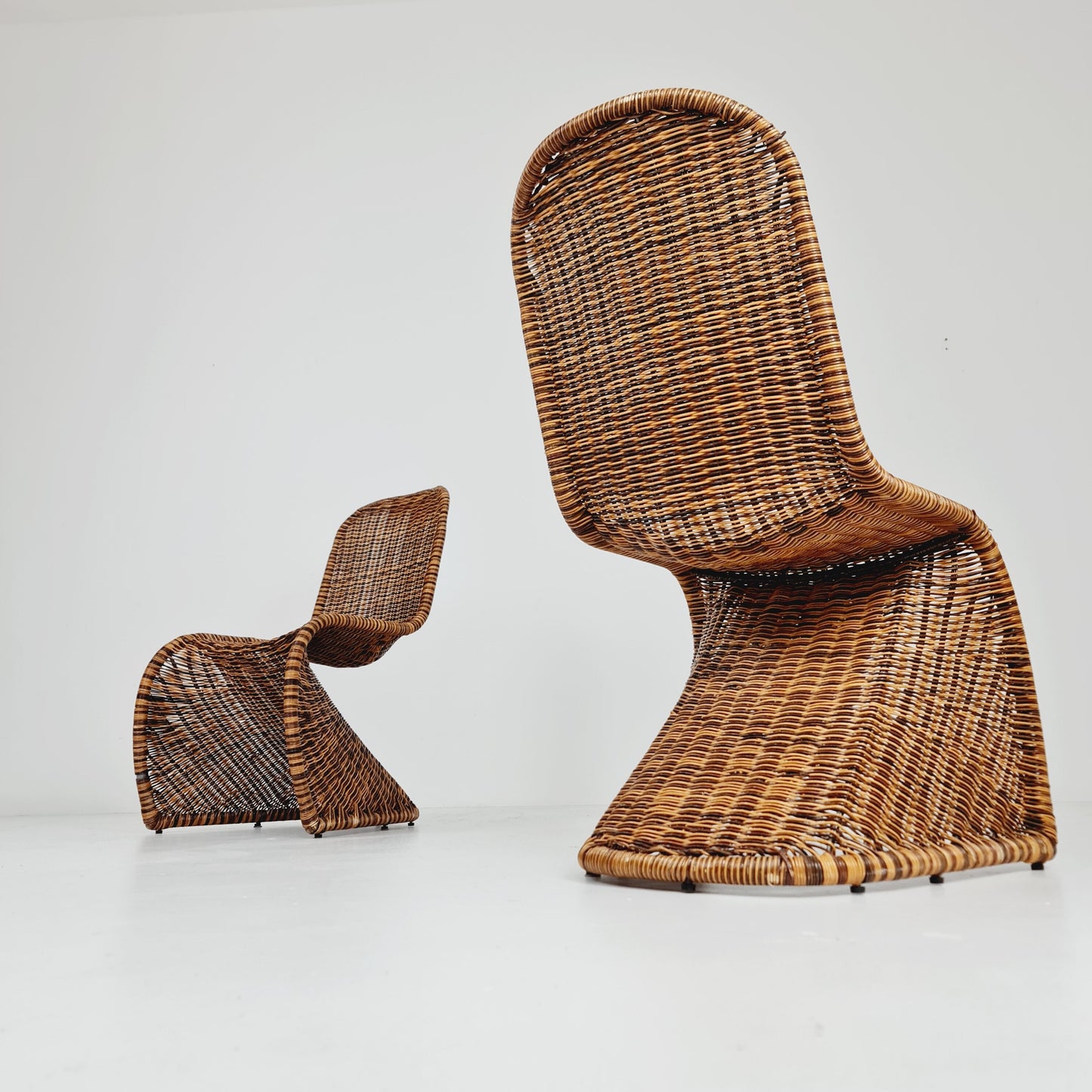 Mid century wicker chairs style of Verner Panton Germany, set of 2