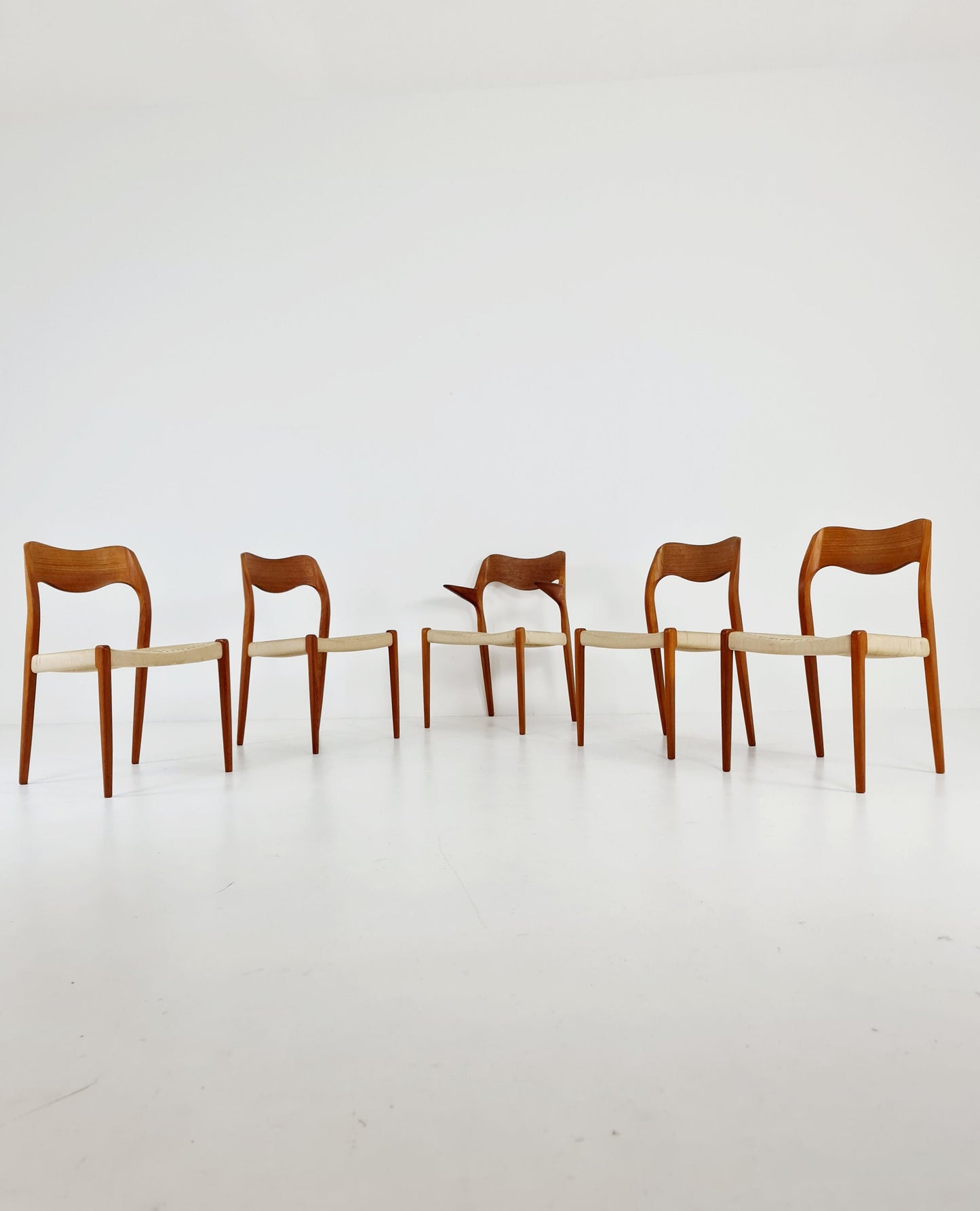 MidCentury Danish Teak Dining Chairs Niels O.Moller, modell 71, 1960s, set of 5