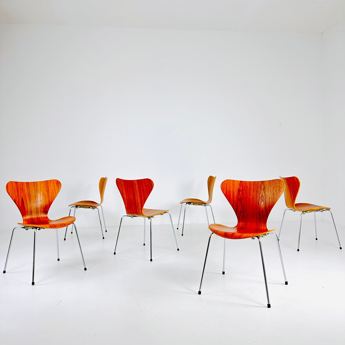 Vintage Teak 3107 Dining Chairs by Arne Jacobsen for Fritz Hansen, 1950s, Set of 6