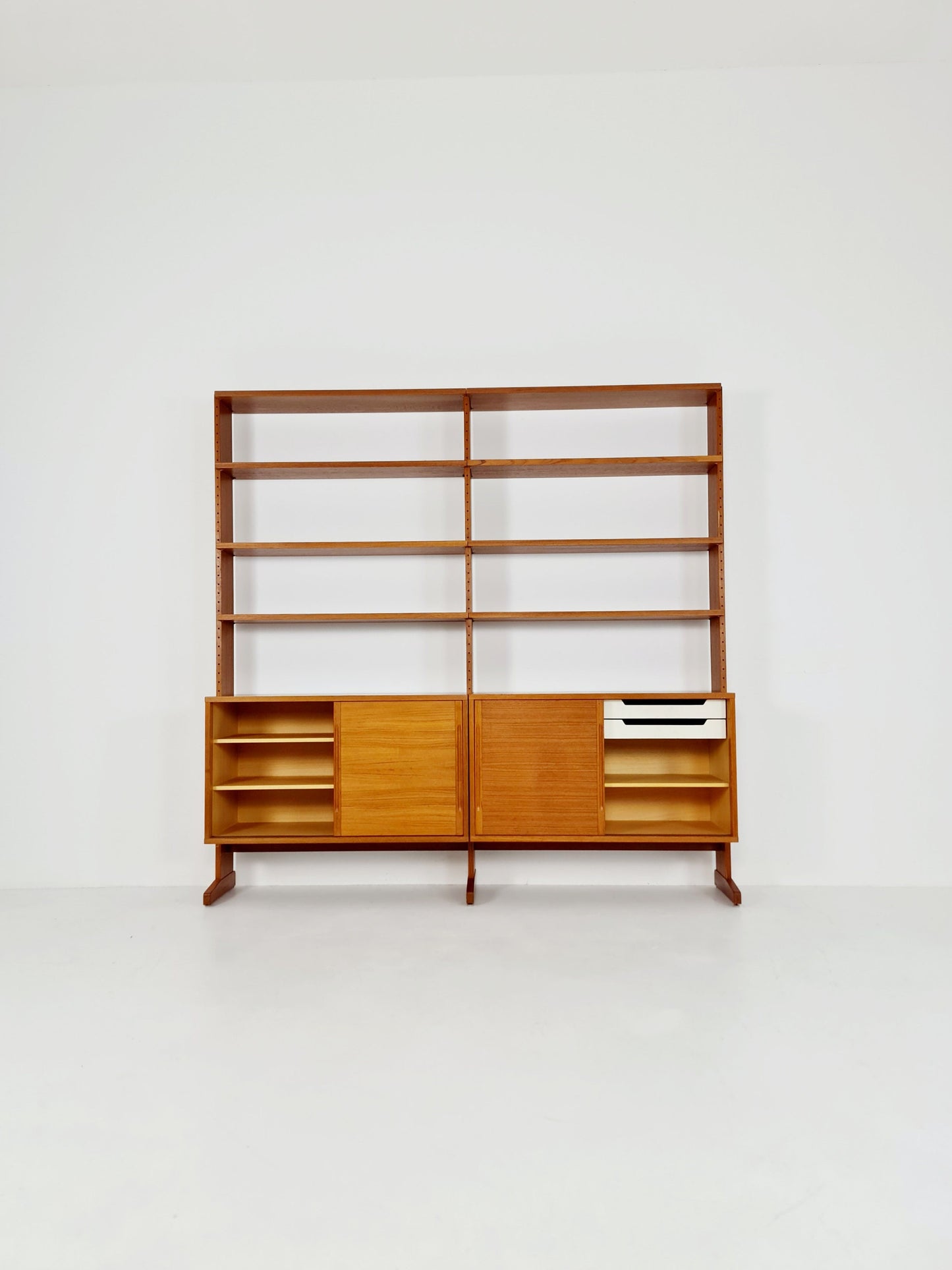 Danish teak room divider modular vintage library bookcase shelf-system by L Chr Larsen & Søn, 1960s