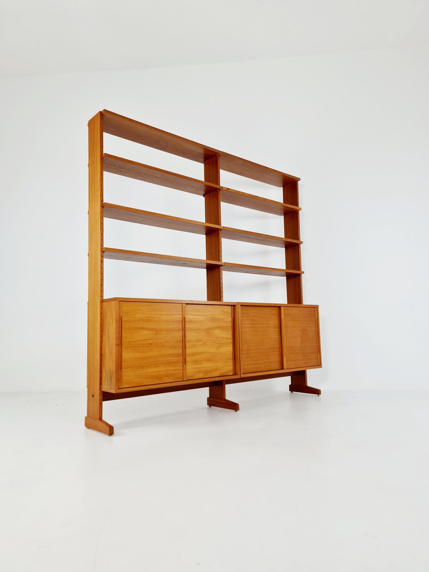Danish teak room divider modular vintage library bookcase shelf-system by L Chr Larsen & Søn, 1960s