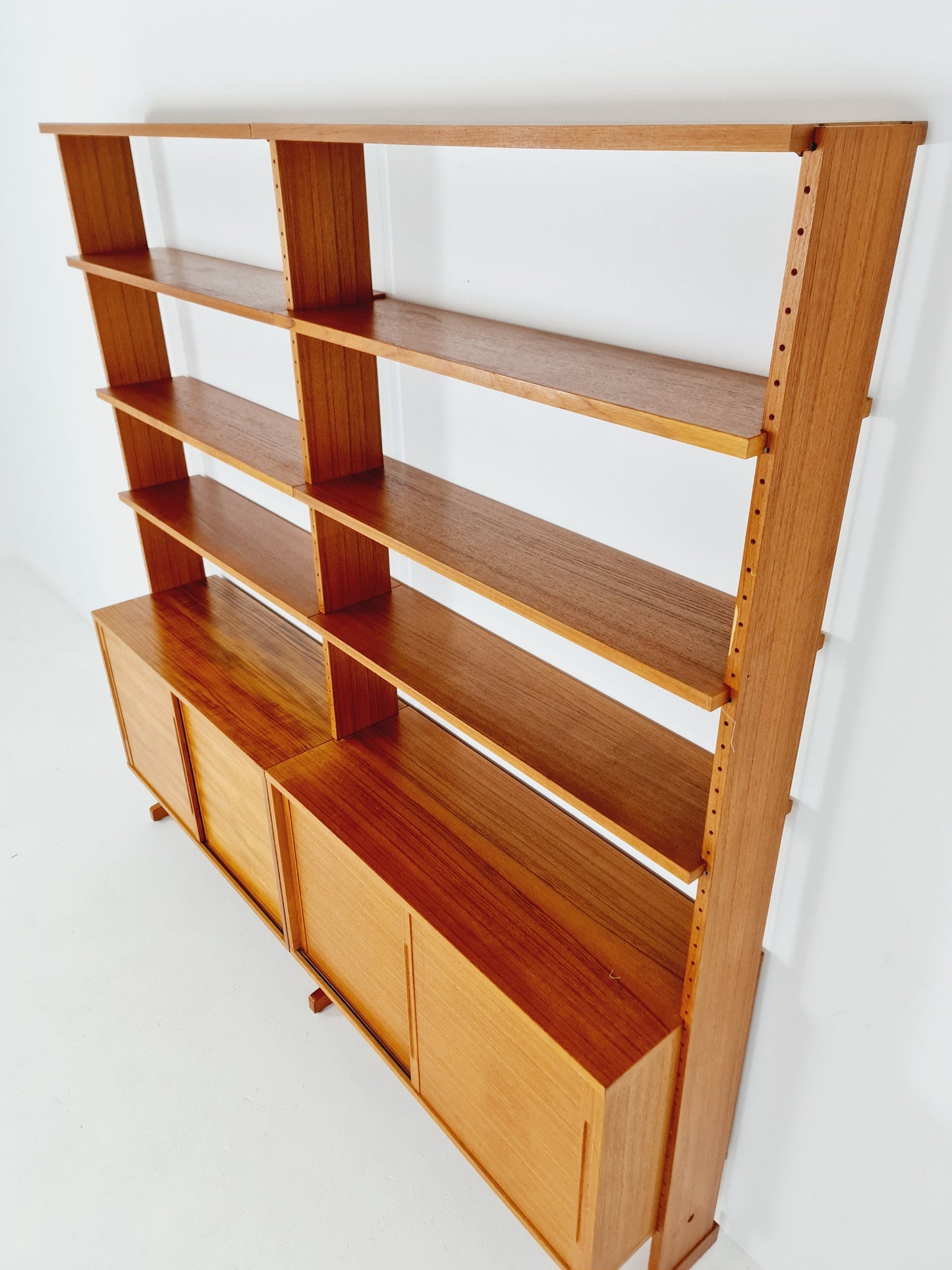 Danish teak room divider modular vintage library bookcase shelf-system by L Chr Larsen & Søn, 1960s