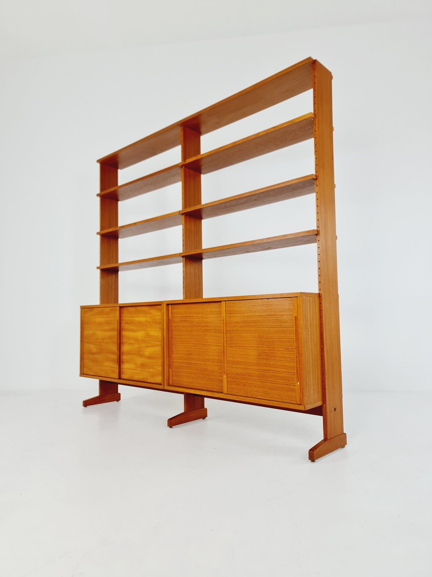 Danish teak room divider modular vintage library bookcase shelf-system by L Chr Larsen & Søn, 1960s