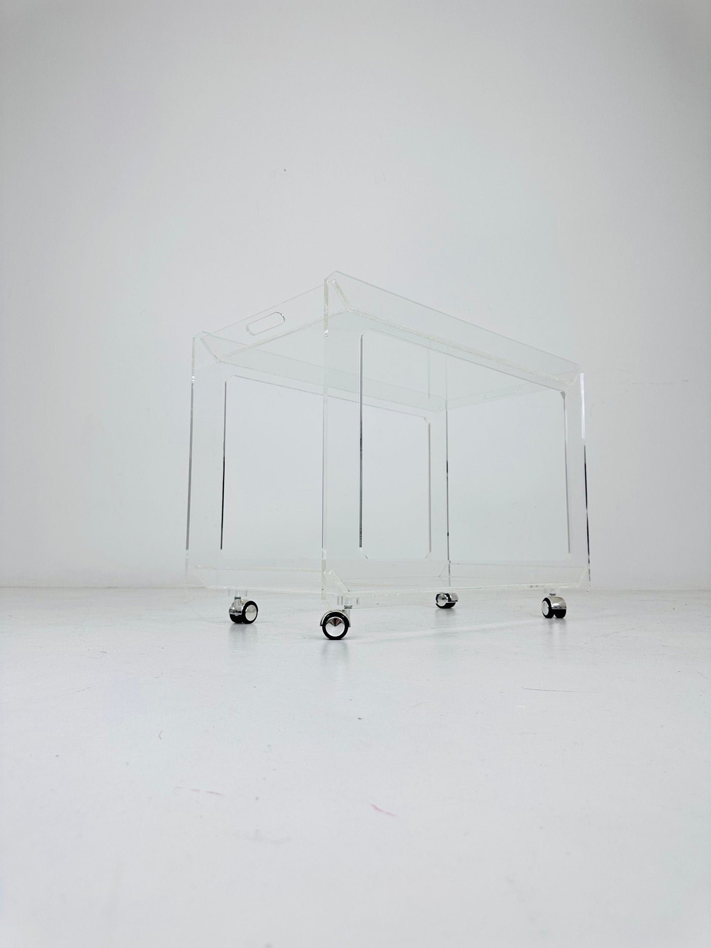 Italian acrylic LCP transparent trolley space age 1980s