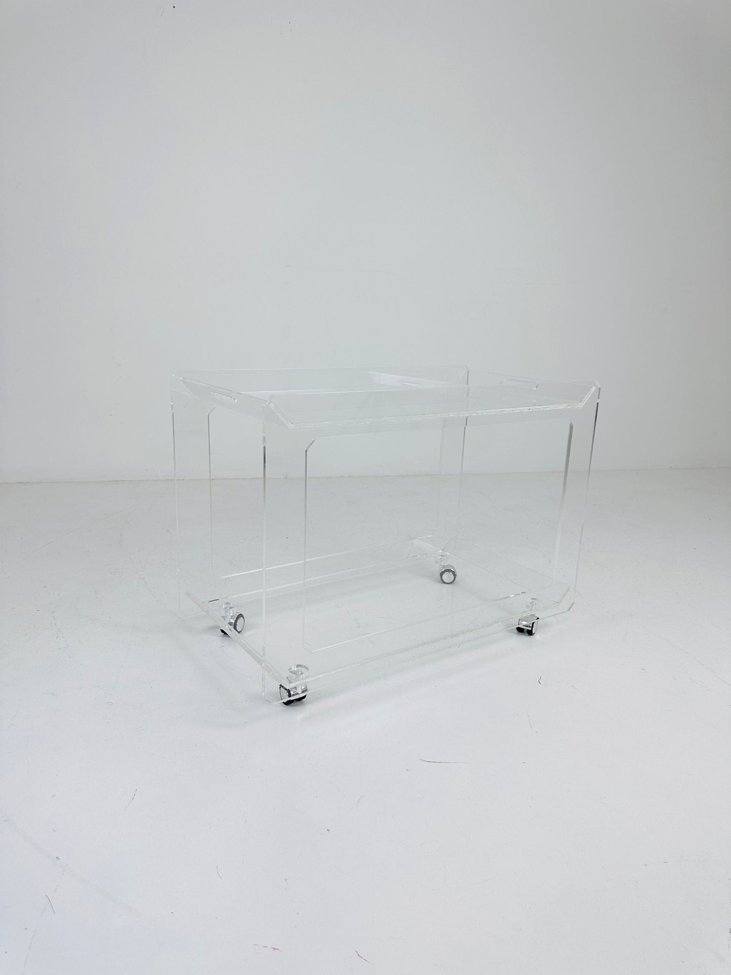 Italian acrylic LCP transparent trolley space age 1980s