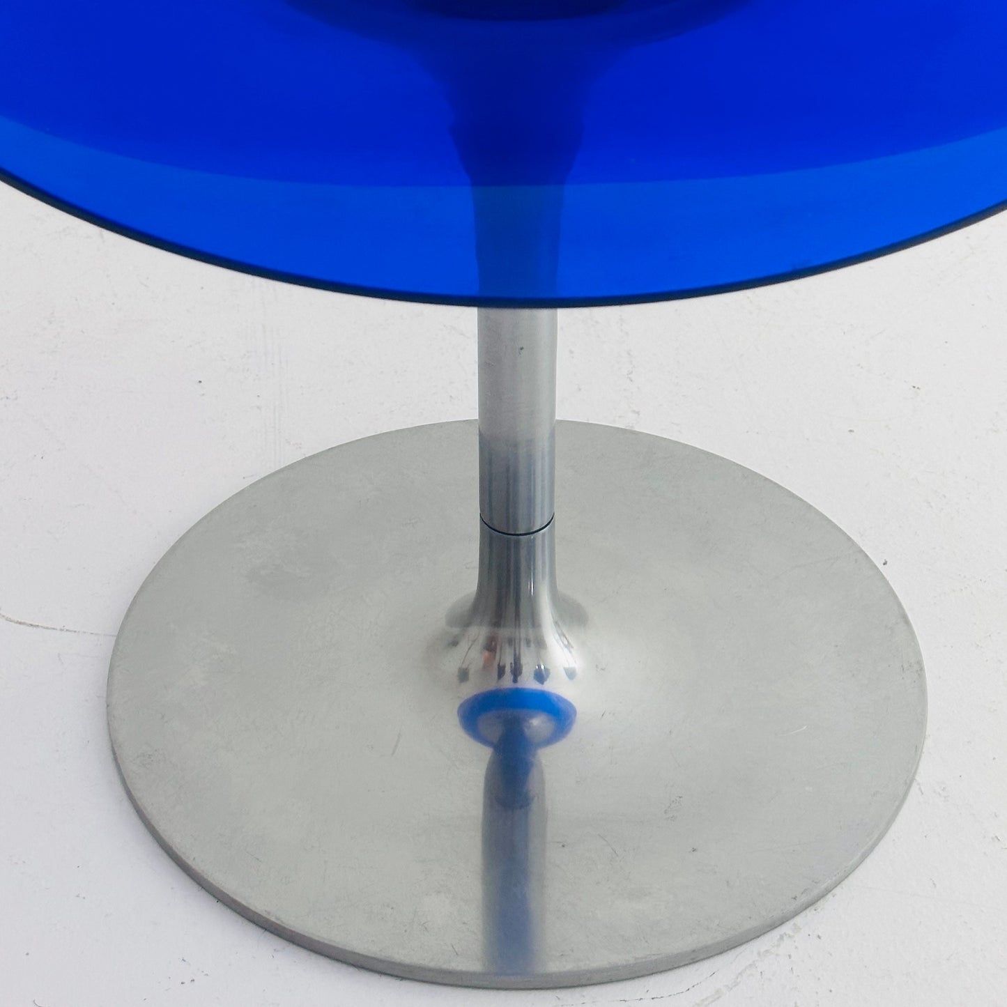 yellow Eros chair with aluminum swivel base by Philippe Starck for Kartell. Italy.
