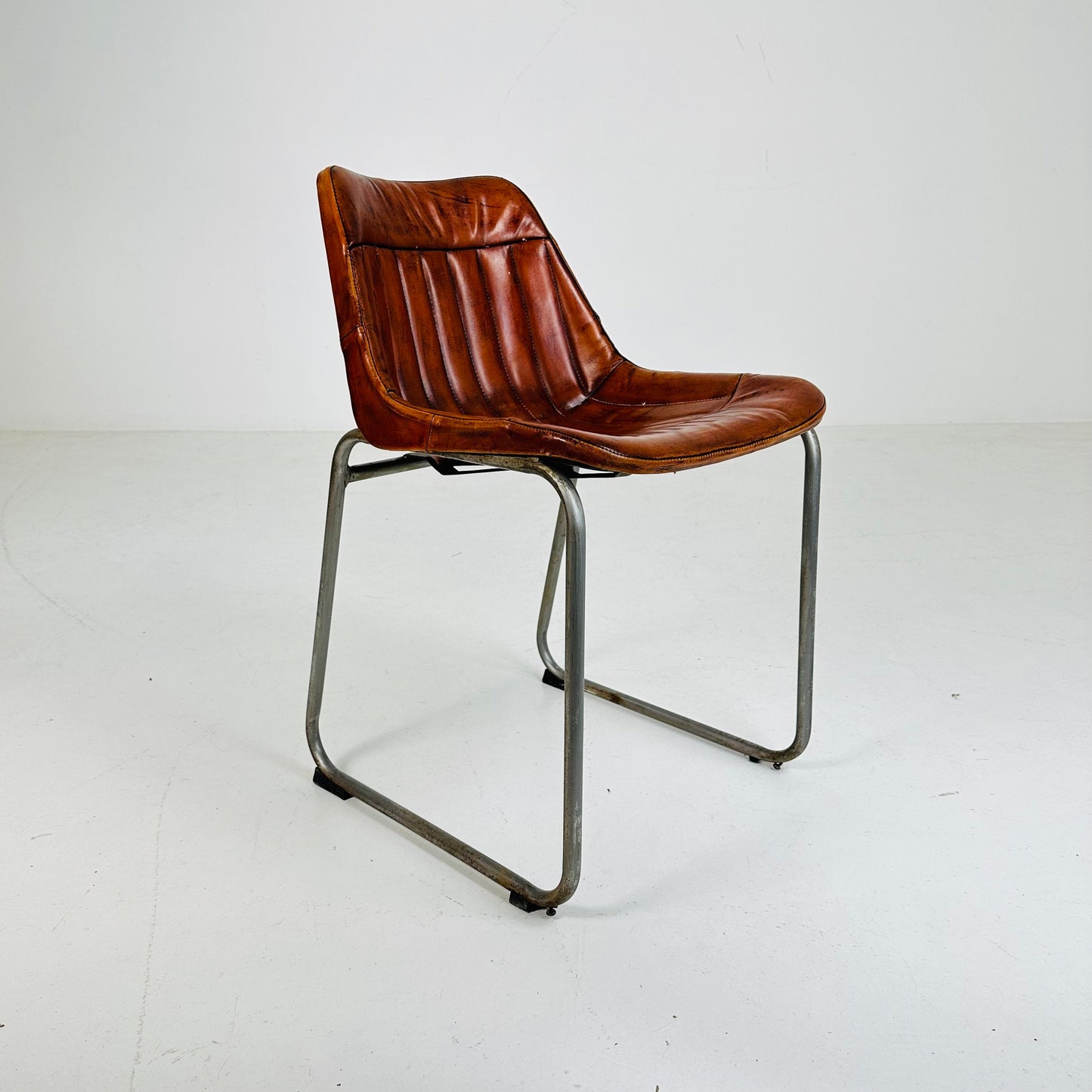 Industrial vintage brown leather chair