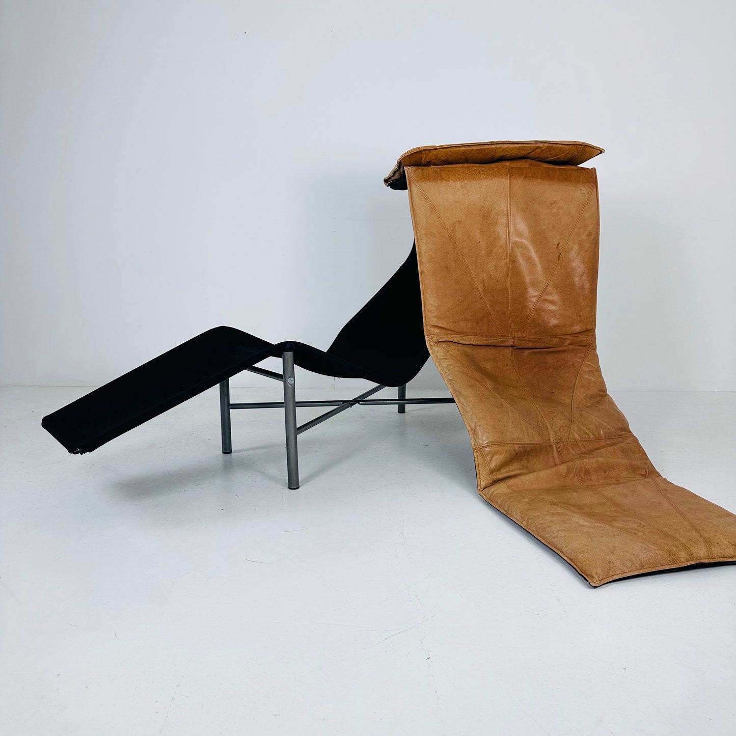 Mid century scandinavian Skye lounge chair by Tord BJORKLUND for Ikea in cognac leather 1970s