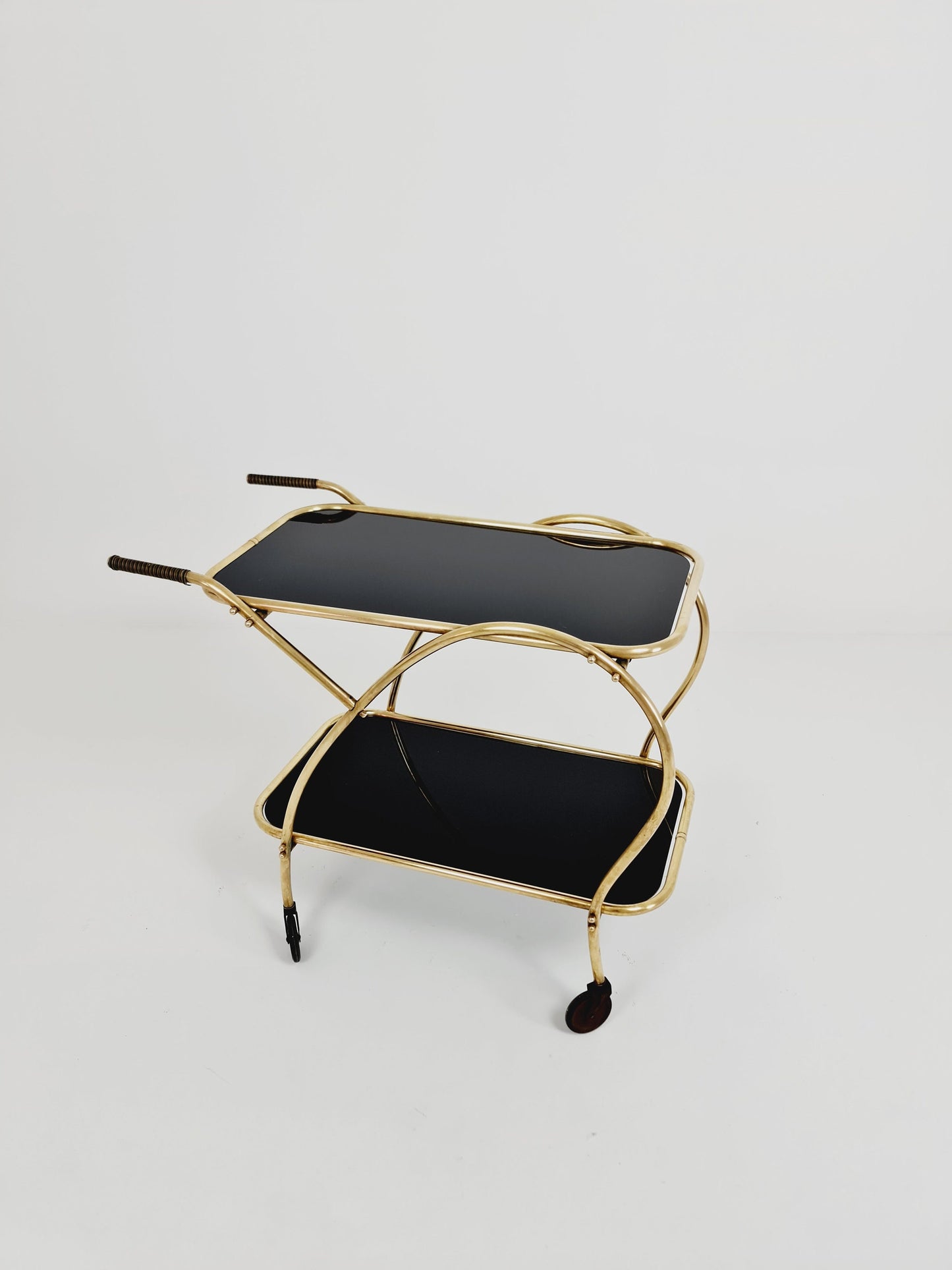 German trolley brass with black glass from the 1970s