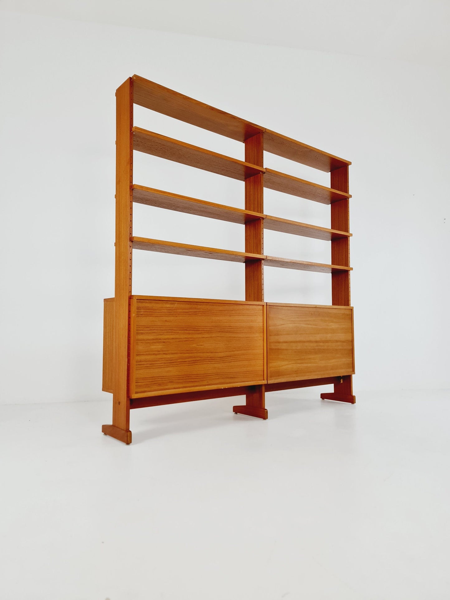 Danish teak room divider modular vintage library bookcase shelf-system by L Chr Larsen & Søn, 1960s