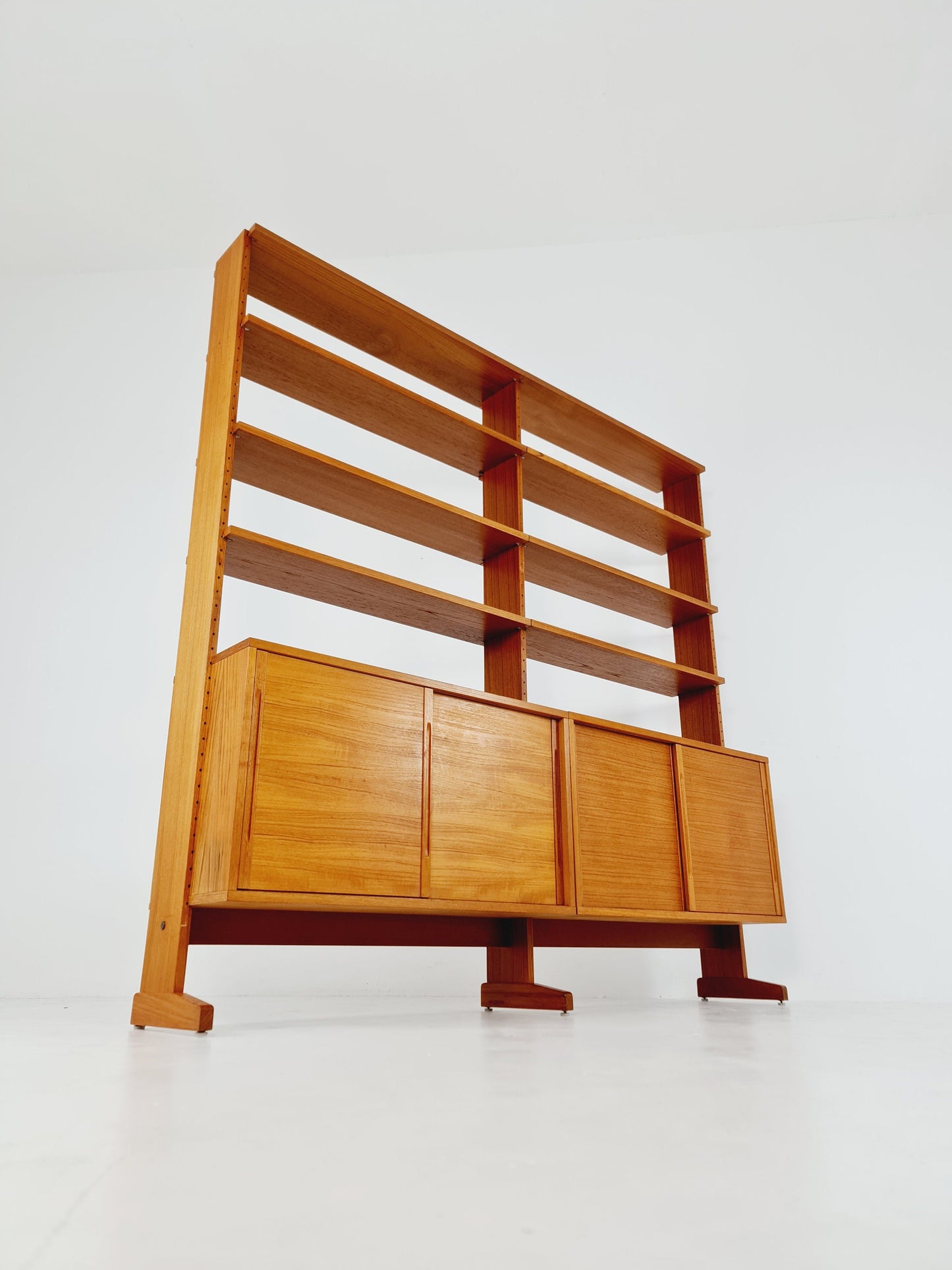 Danish teak room divider modular vintage library bookcase shelf-system by L Chr Larsen & Søn, 1960s