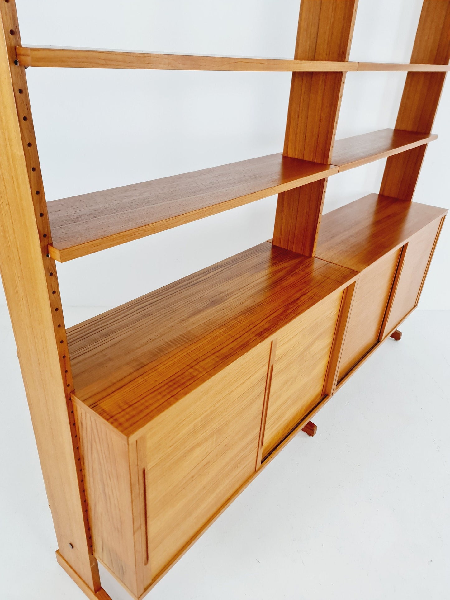 Danish teak room divider modular vintage library bookcase shelf-system by L Chr Larsen & Søn, 1960s
