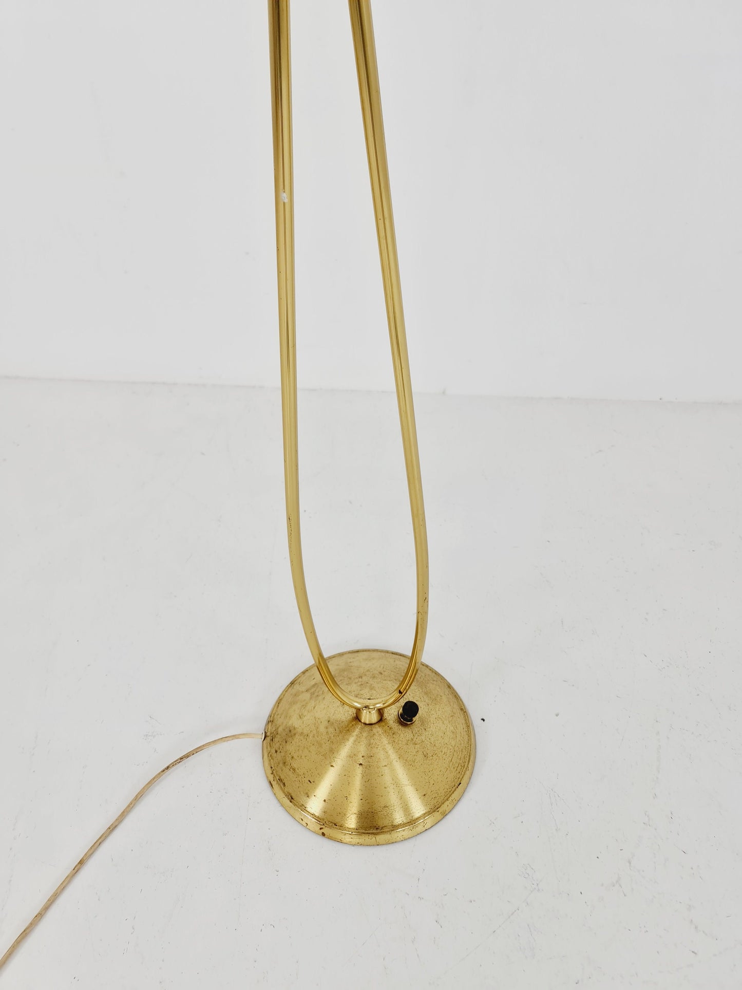 Mid century brass German Arc floor lamp with flex arms, 1960s