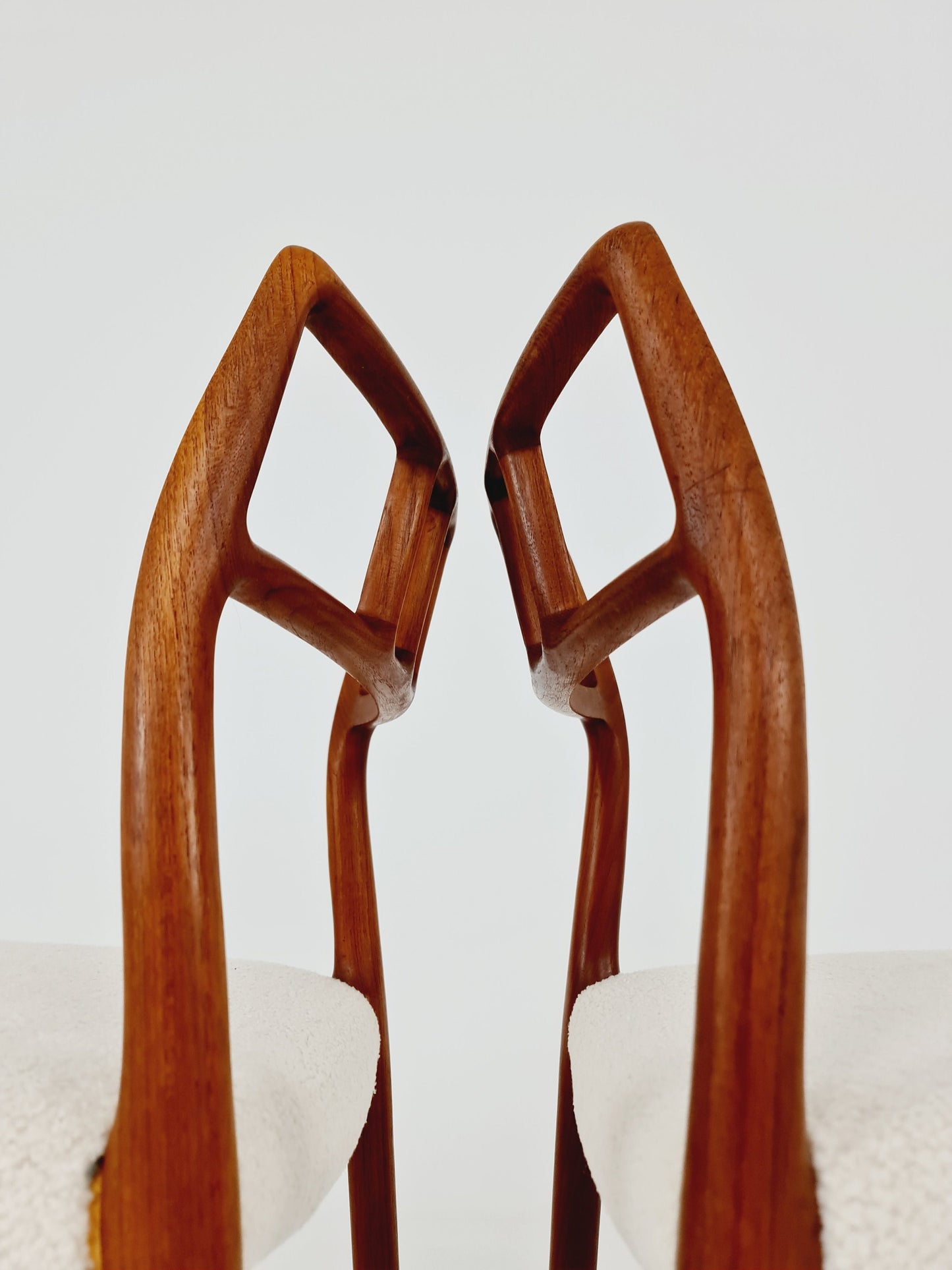 Vintage Danish teak dining charis With Teddy Fabric by Niels Otto Moller n: 79 , 1960s, set of 2