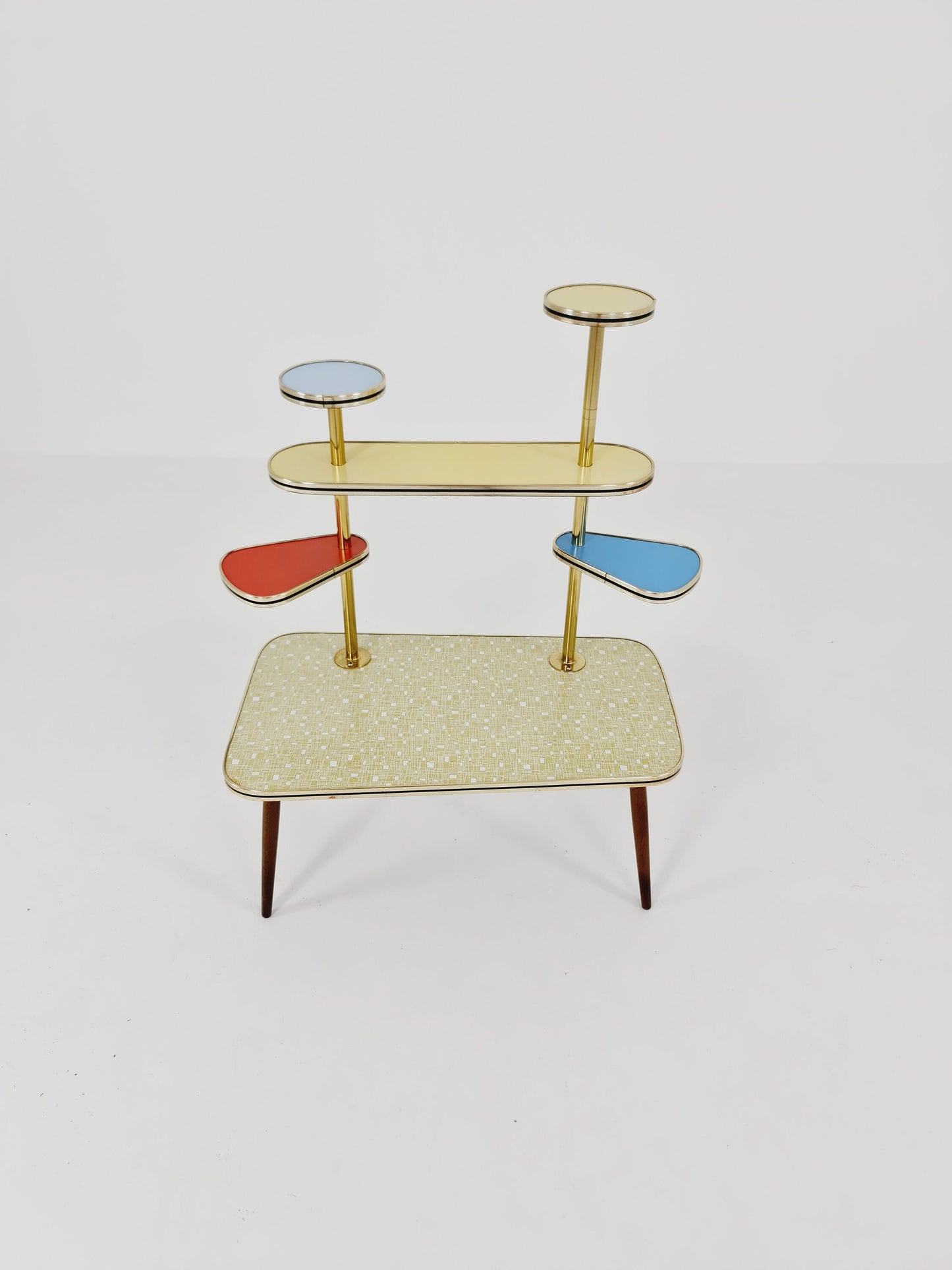 Rare Large German Plant Stand, Colorful Vintage Mid-Century Minimalist Indoor Plant Stand Side Table Retro flower table, 1950s