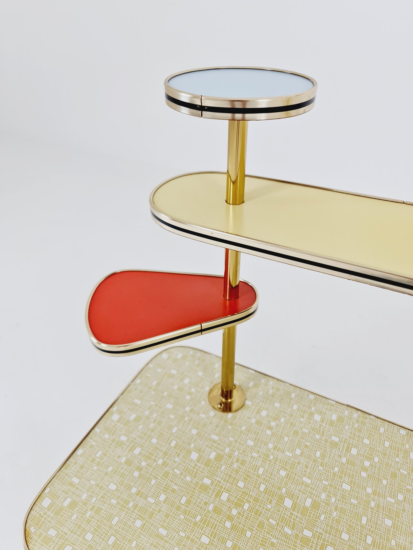 Rare Large German Plant Stand, Colorful Vintage Mid-Century Minimalist Indoor Plant Stand Side Table Retro flower table, 1950s