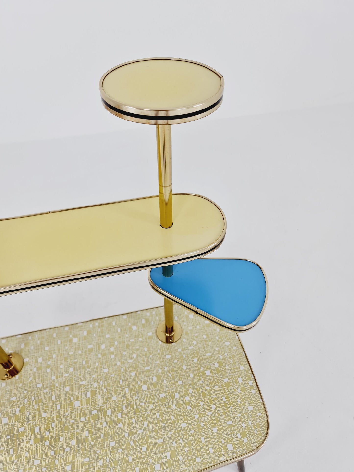 Rare Large German Plant Stand, Colorful Vintage Mid-Century Minimalist Indoor Plant Stand Side Table Retro flower table, 1950s