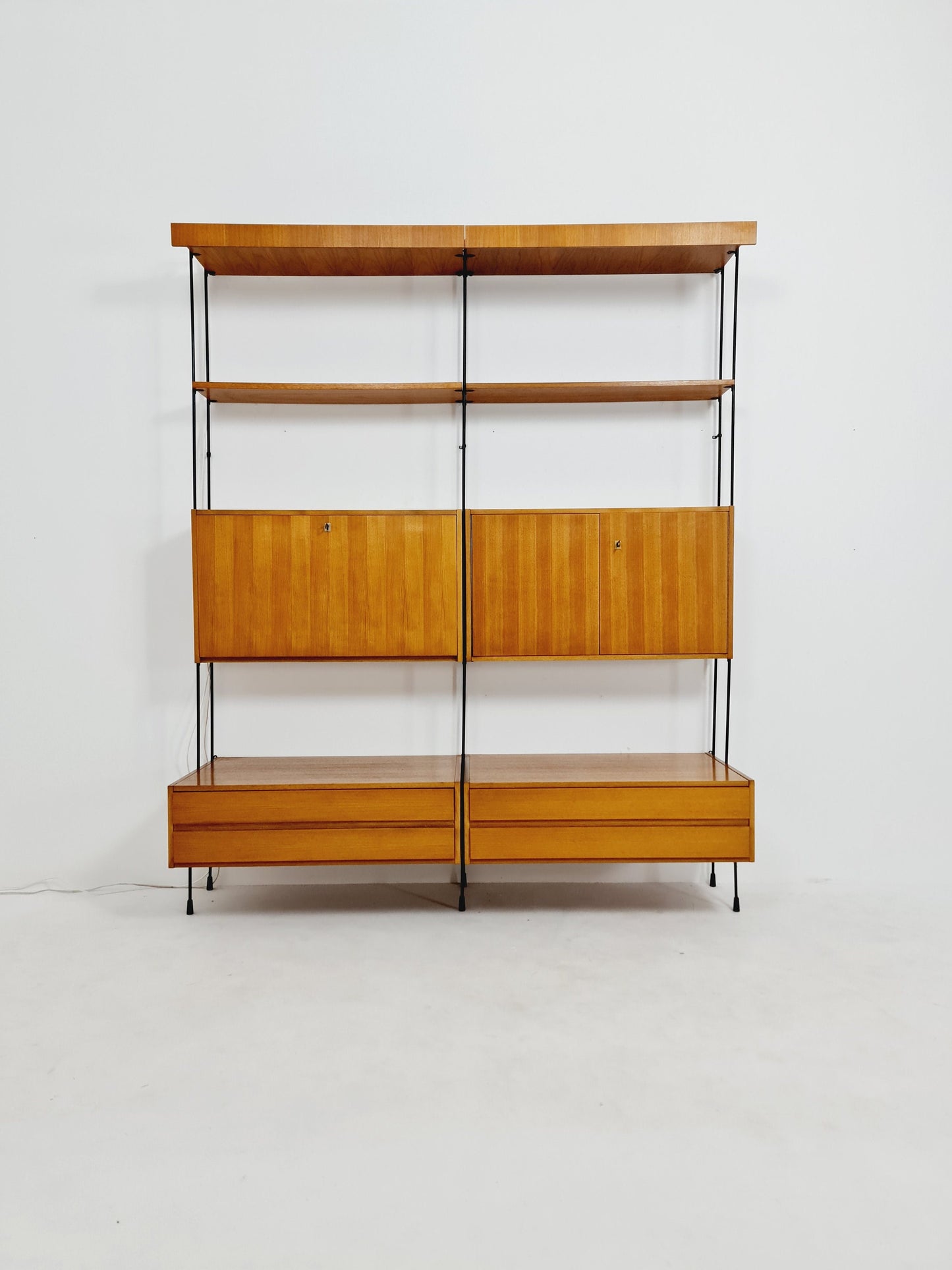 Mid century Teak 8 pieces shelving unit by Hilker for Omnia, Germany 1960s