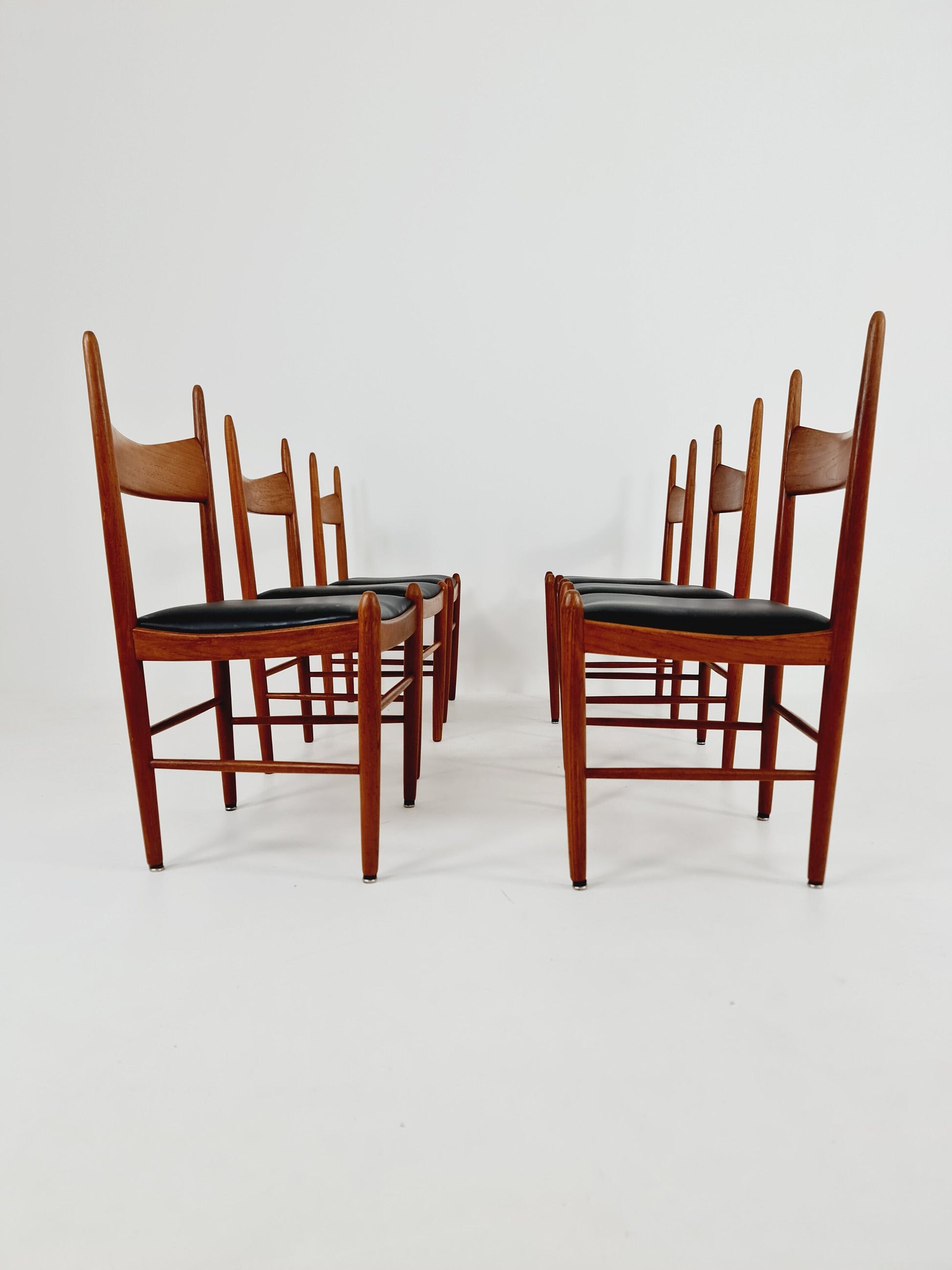 Vintage Mid Century teak dining chairs By H. vestervig Eriksen for Brdr . Trombrg 1960s, Set of 6