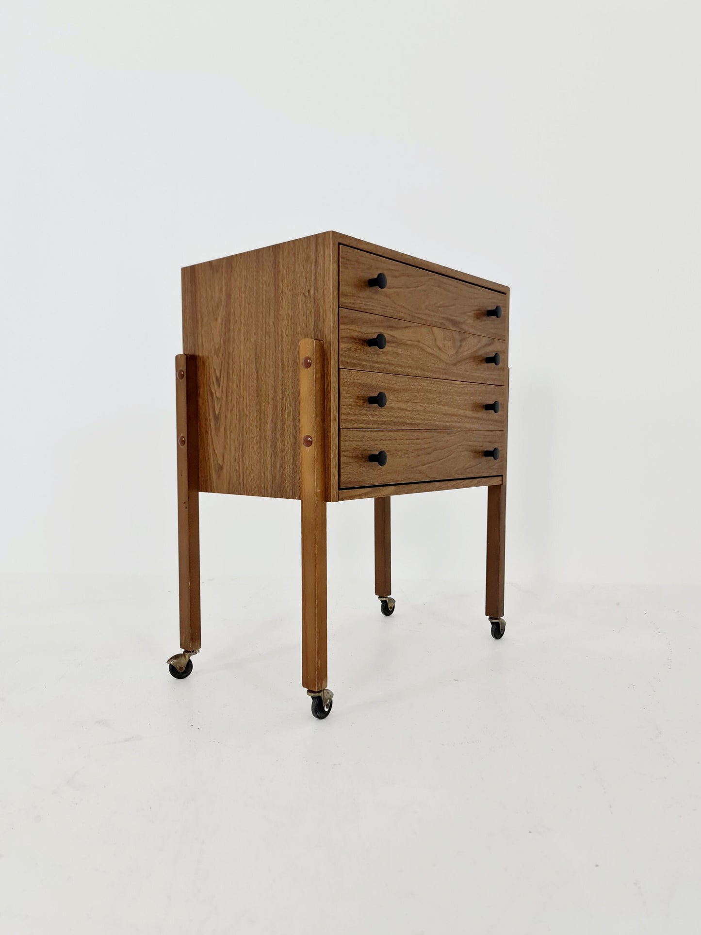 Vintage walnut sweing table/ side table cabinet, 1960s
