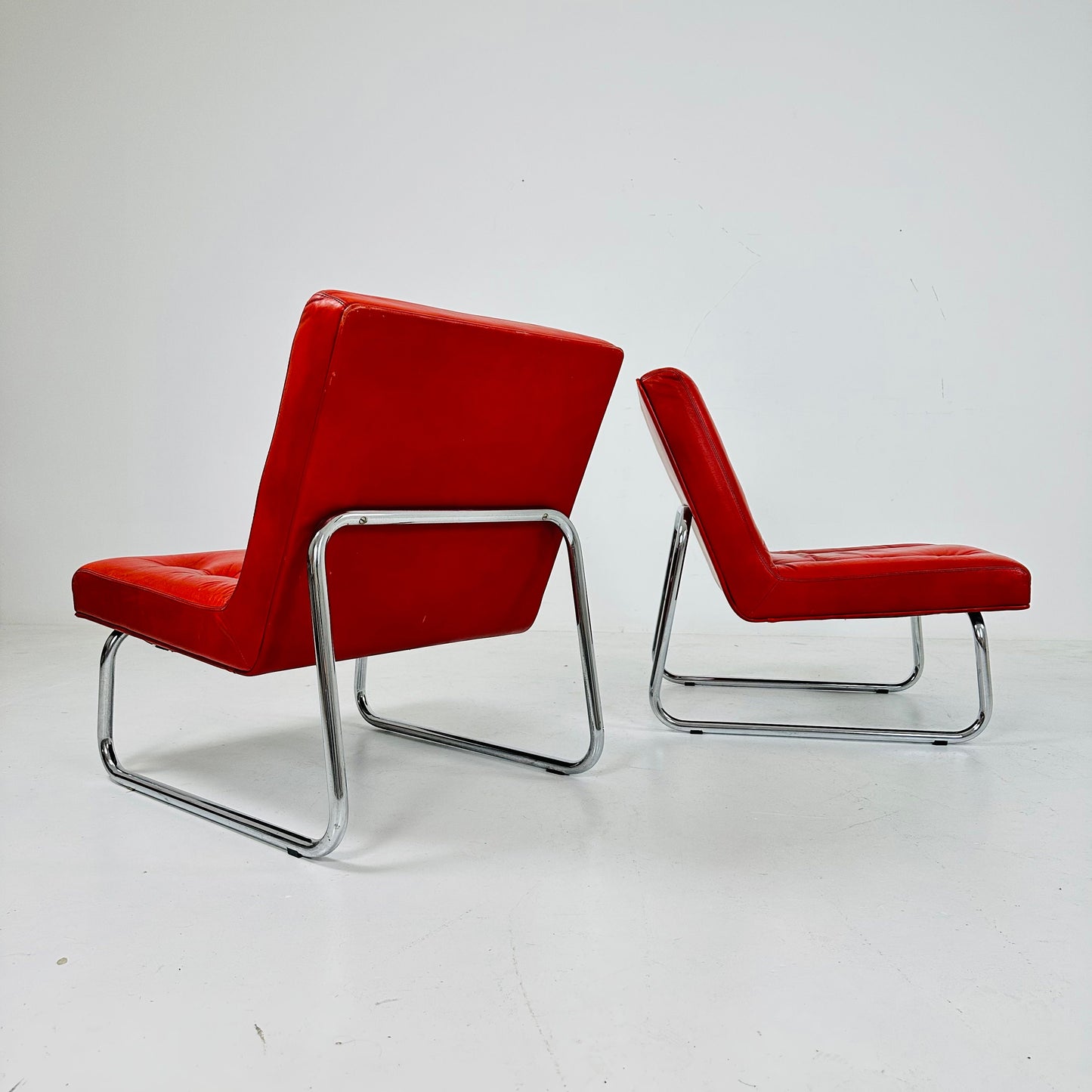 Set of 2 vintage Austrian low lounge chairs By Wiesner Hager Austria 1960s