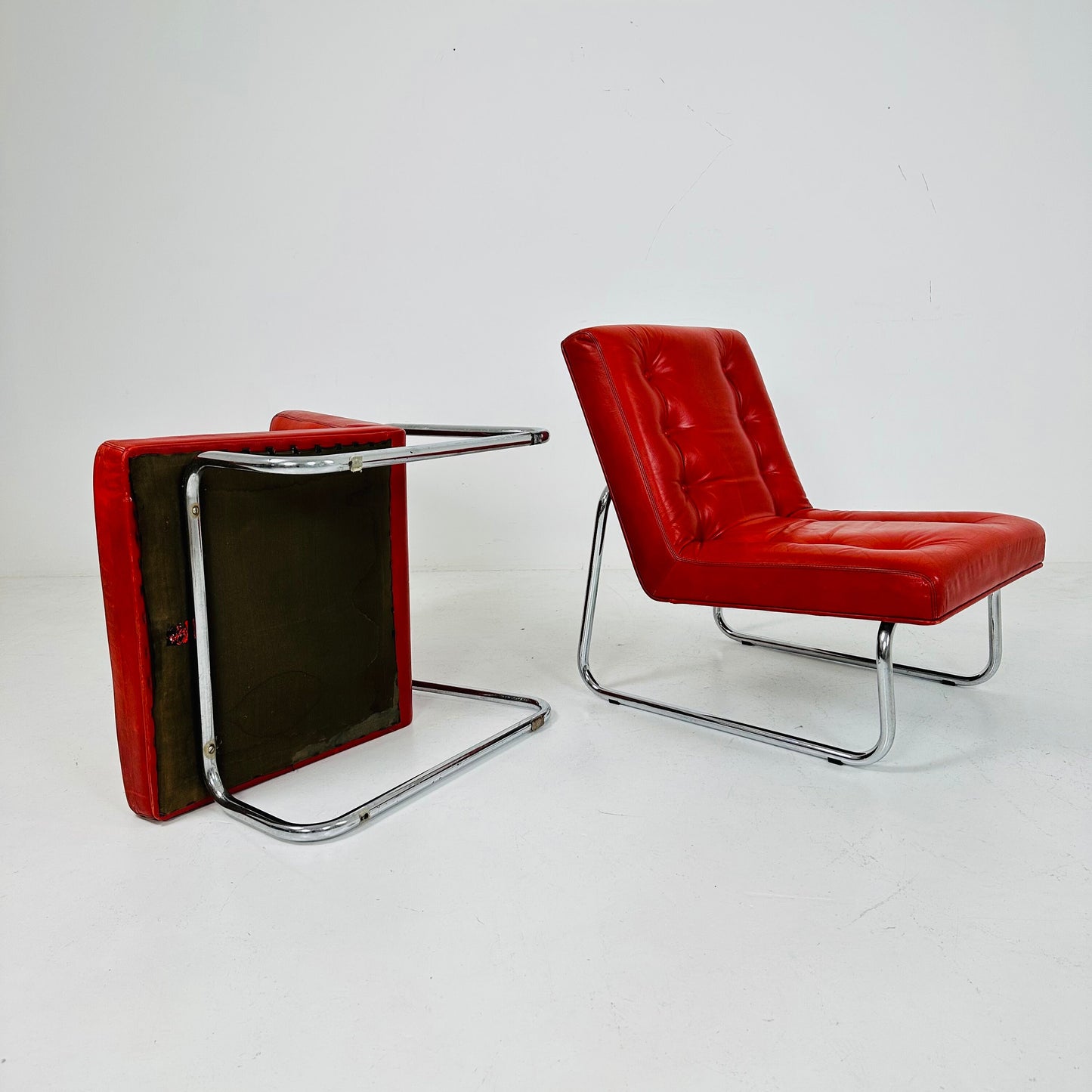 Set of 2 vintage Austrian low lounge chairs By Wiesner Hager Austria 1960s