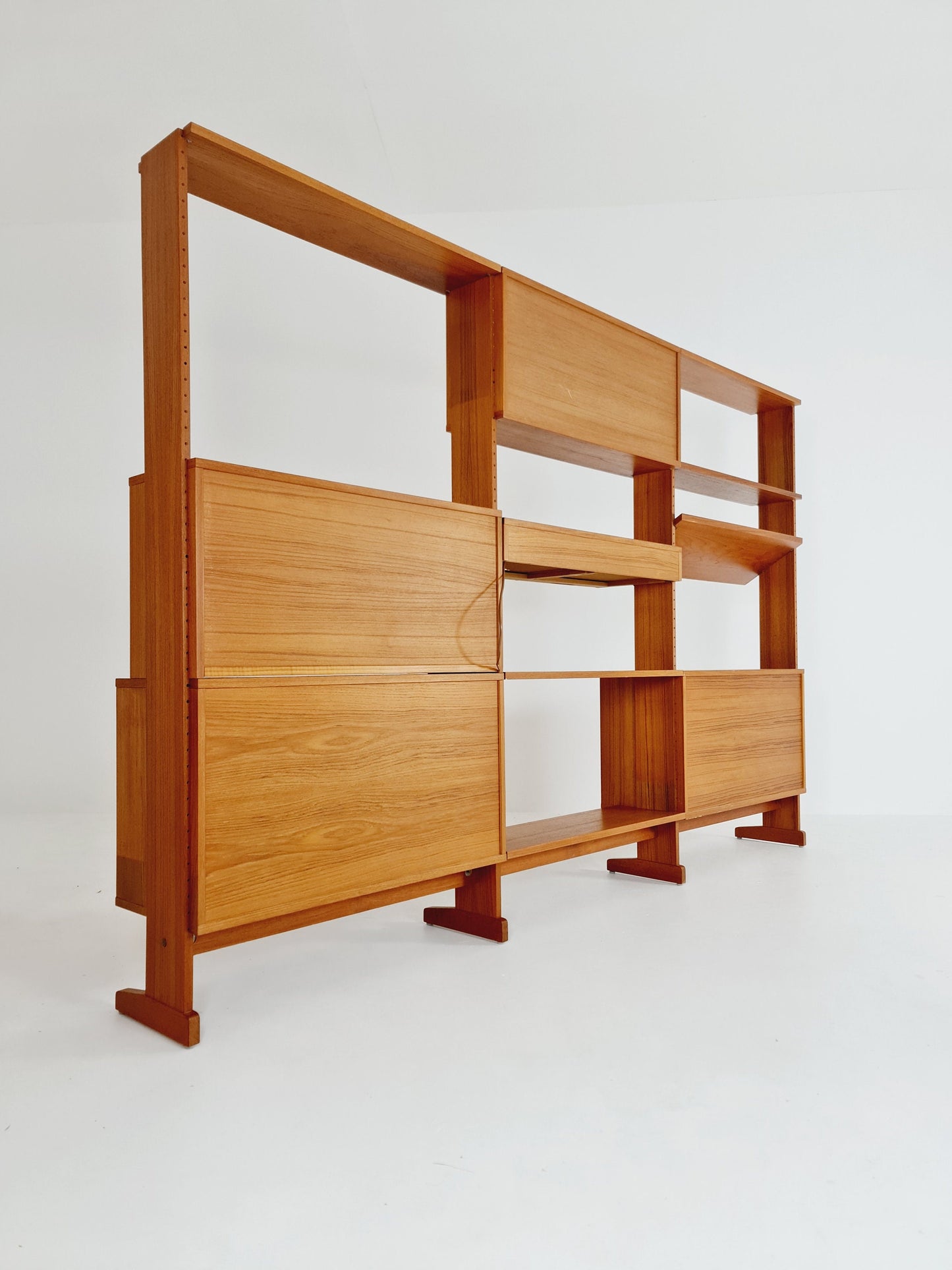 Danish teak room divider modular vintage library bookcase shelf-system by L Chr Larsen & Søn, 1960s